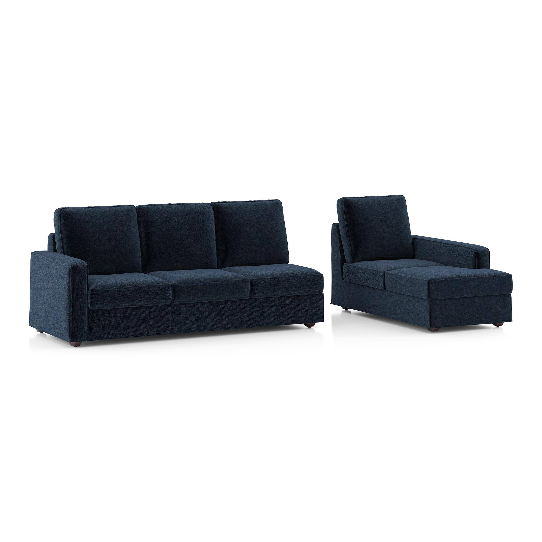 Apollo Compact Sofa (Colour : Cobalt, Cushion : Hard, Back Type : High Back, Seating Capacity : Right Aligned 3 Seater + Right Aligned Chaise + Ottoman)