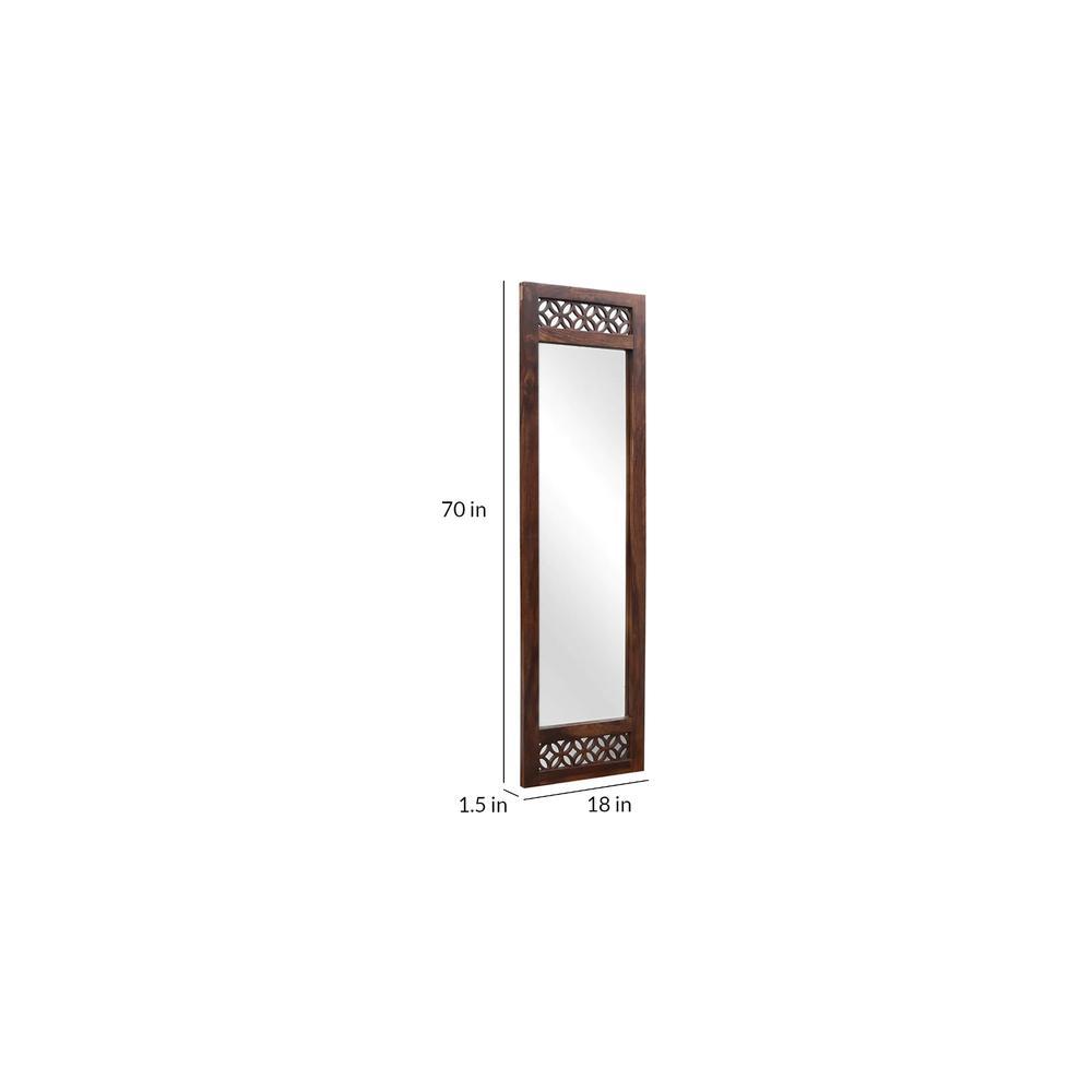 plato solid wood standing mirror in brown colour