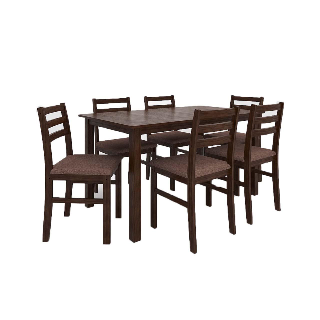 Seattle Starter Dining Set 1+6 (Rubberwood, Dark Cappuccino Finish)