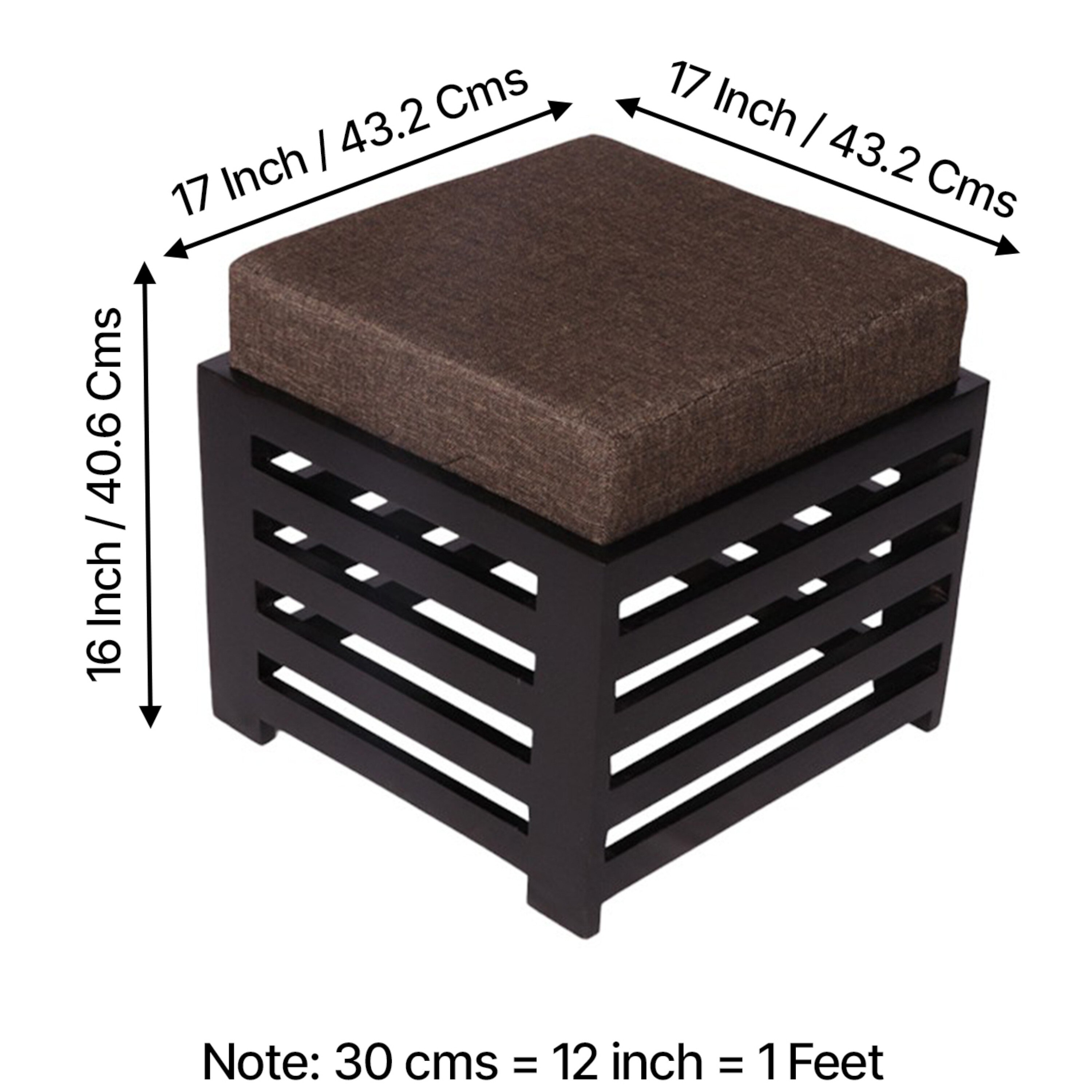 Houston Sheesham Wood Stool with Jute Brown Cushion