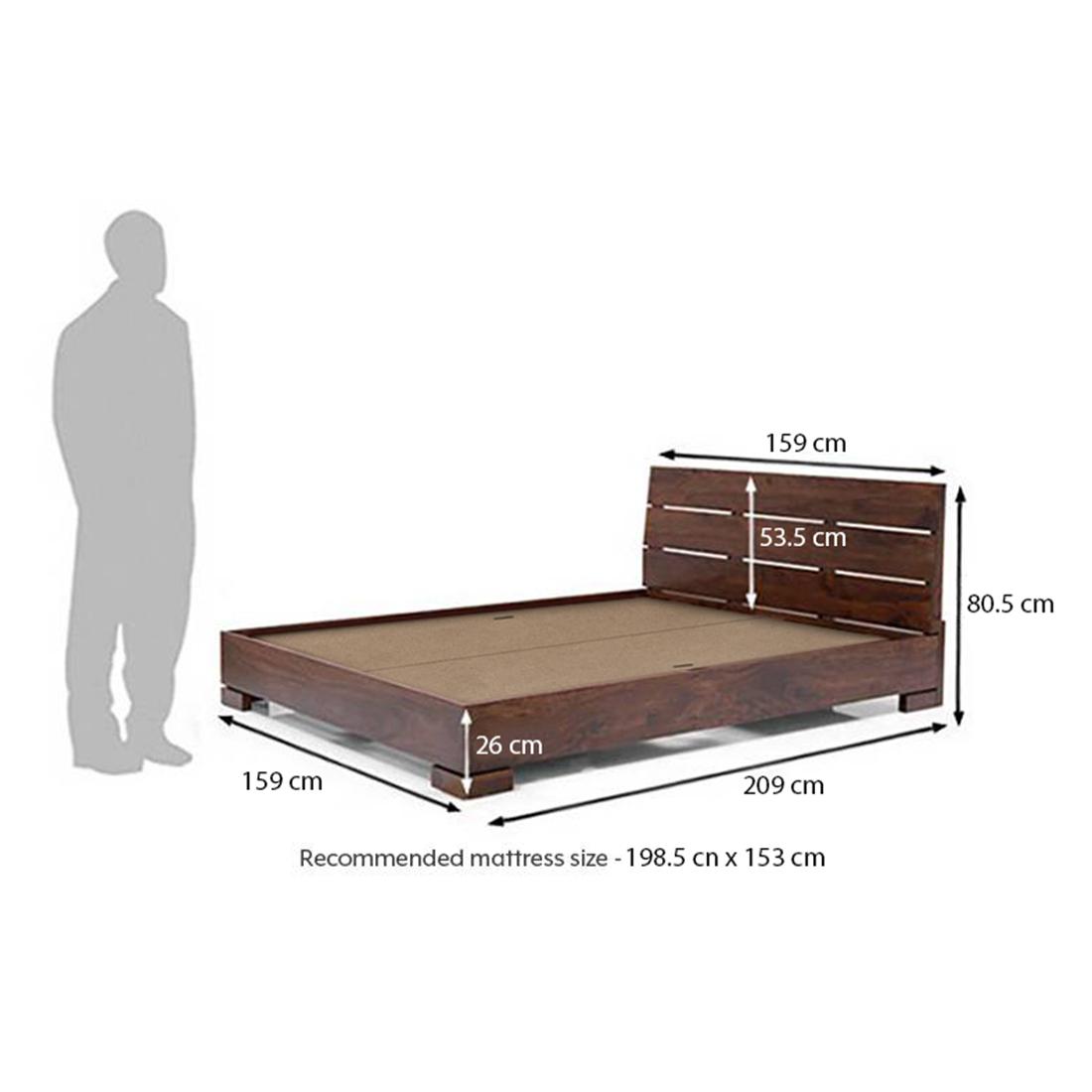 Ohio Solid Wood Queen Size Non Storage Bed In Mahogany Finish
