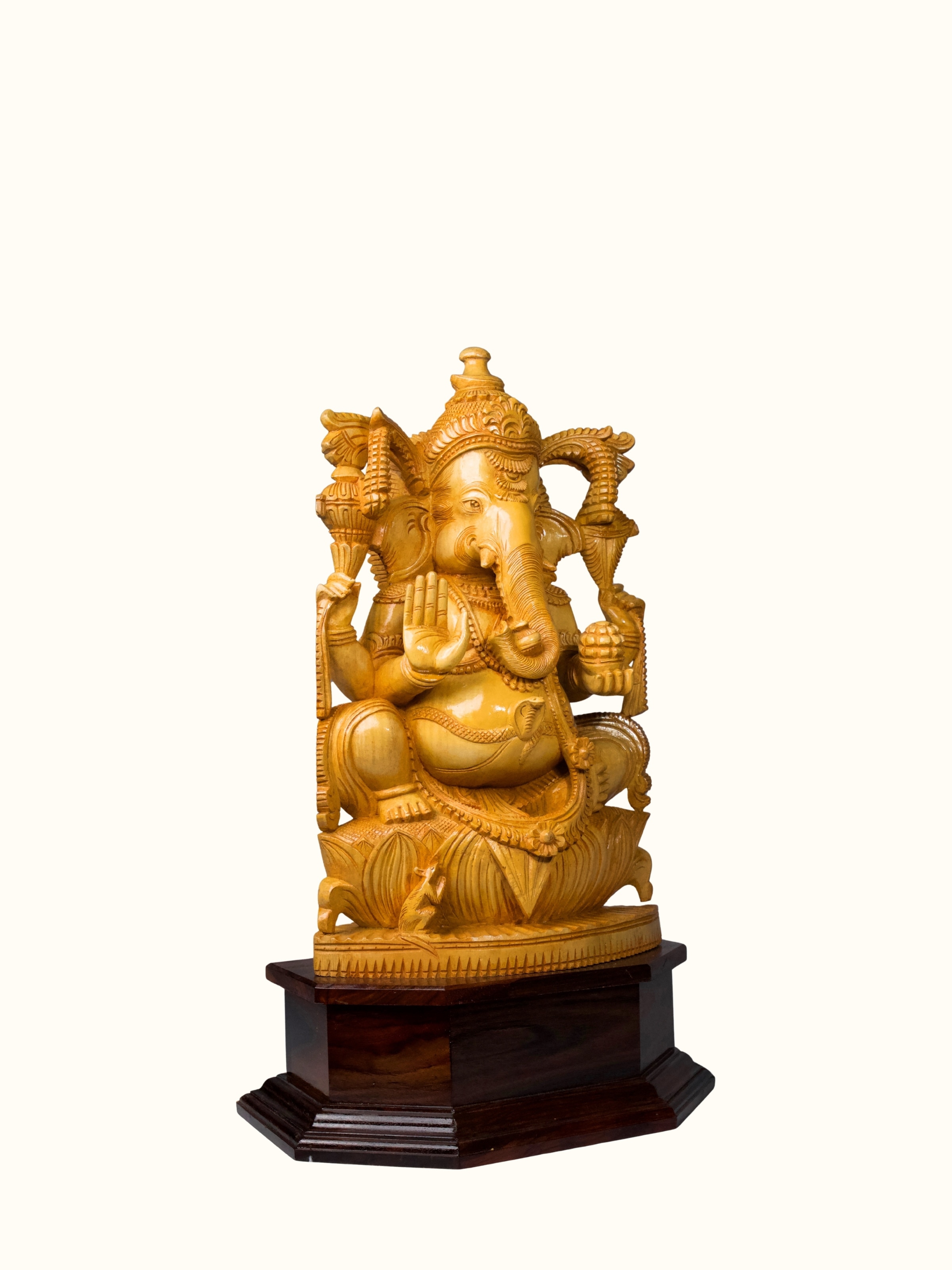 Wood Carved Ganesha Idol