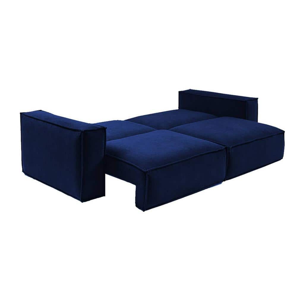 Skult 3 Pull Out Sofa Cum Bed In Navy Blue Colour