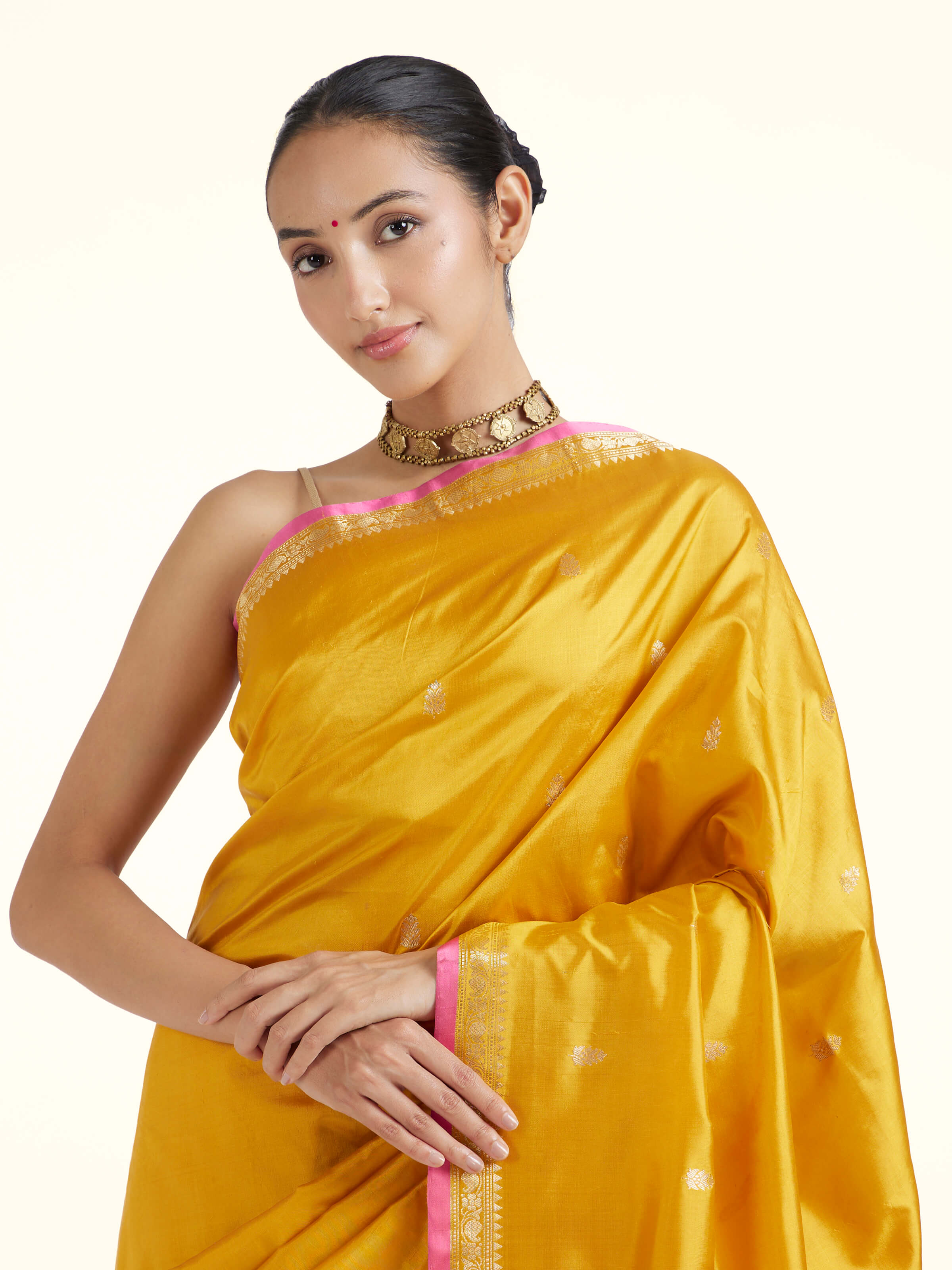 Yellow Mulberry Katan Silk Banarasi Saree