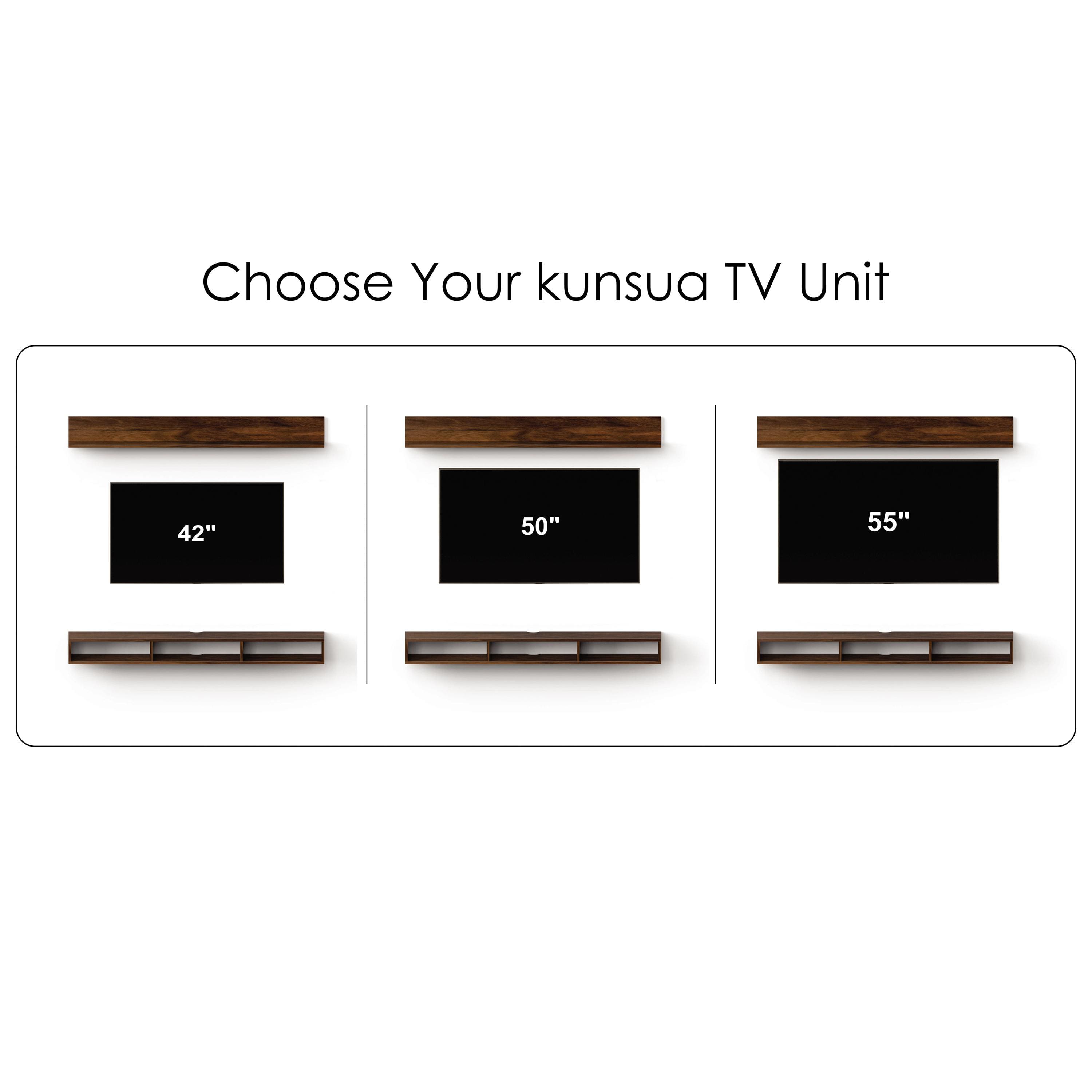 Kunsua Engineering Wood Wall Mount Tv Entertainment Unit In Brown Maple Finish