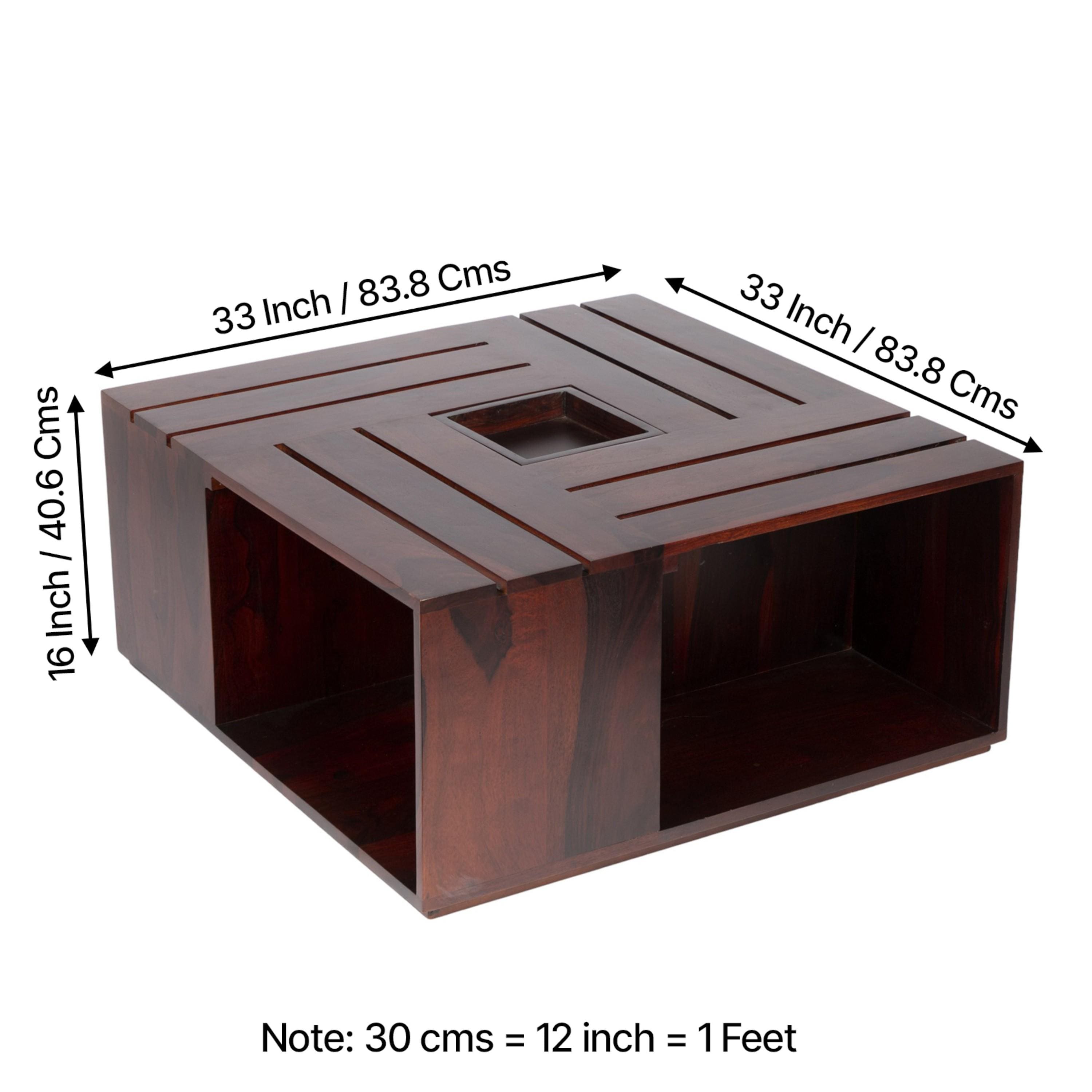 Milan Sheesham Wood Coffee Table In Walnut Finish