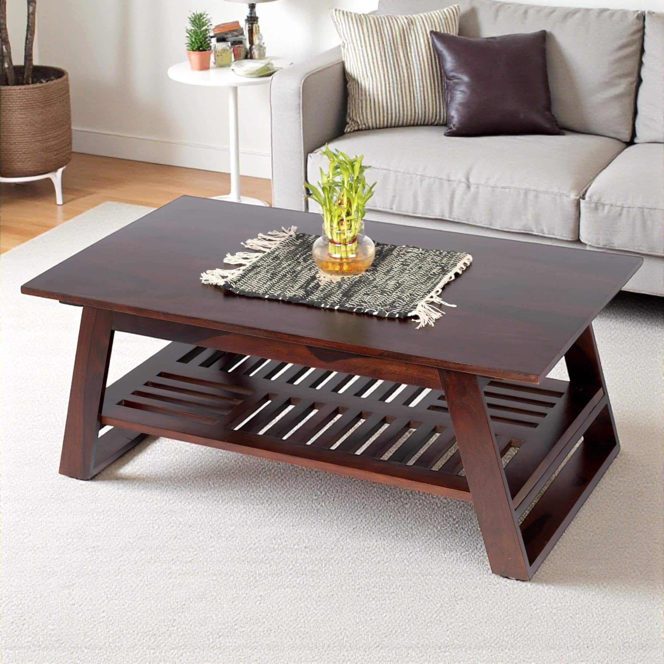 Alison Sheesham Wood Coffee Table In Walnut Finish
