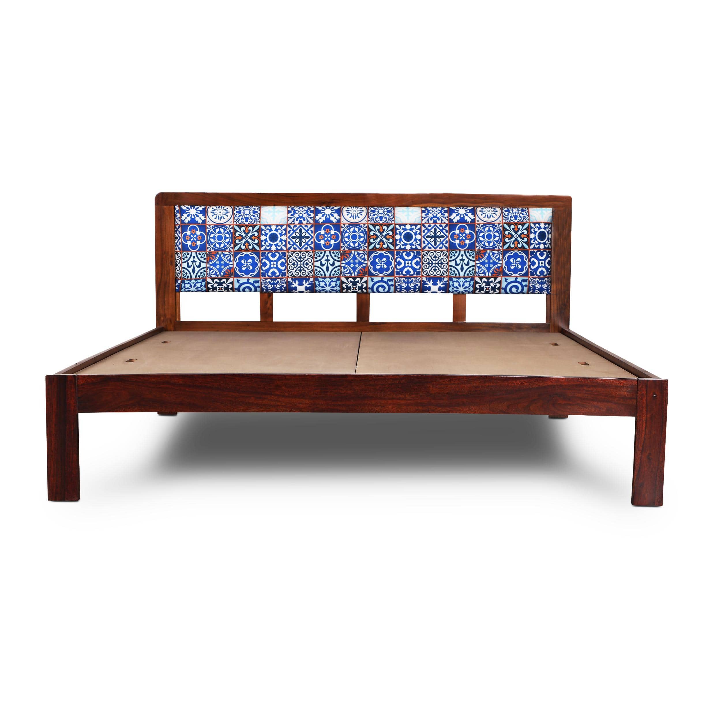 Sierra Solid Wood Non Storage Queen Bed in Provincial Teak Finish