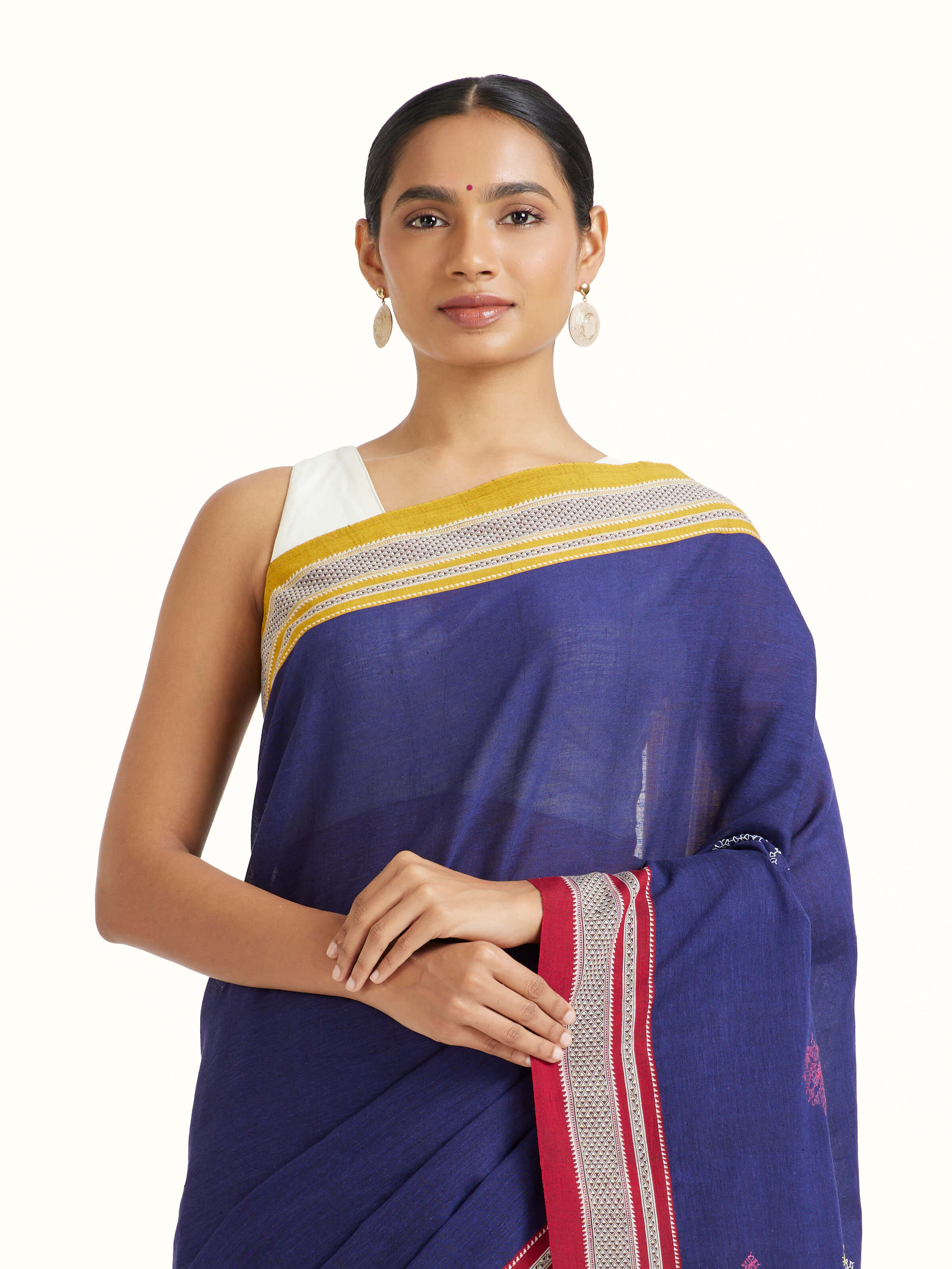 Blue Cotton Silk Kasuti Embroidered Saree