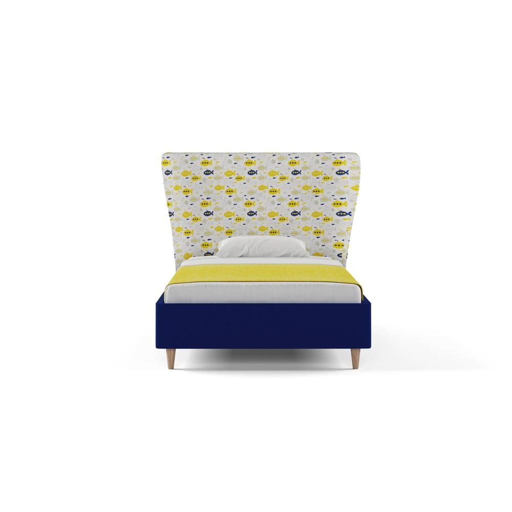 Doodle Engineered Wood Bed in Royal Blue Colour