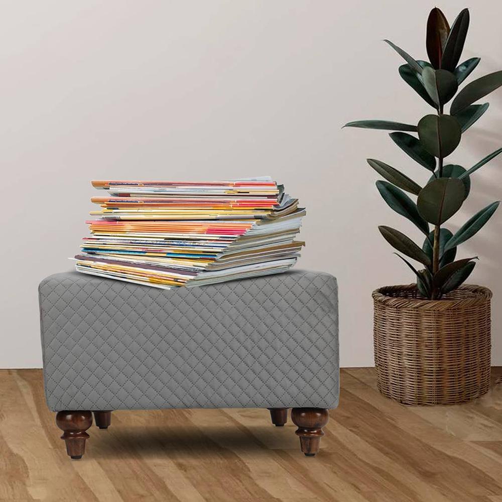 Astrid Solid Wood  Ottomon in  Grey Colour