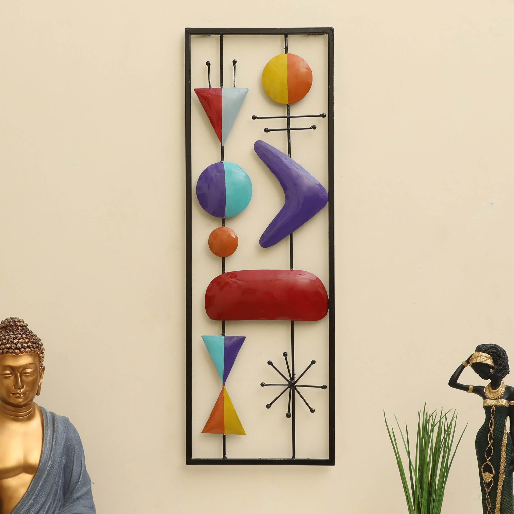 W-Suki Abstract Metal Wall Decor in Multicolor Set of 1 - Vedas Exports