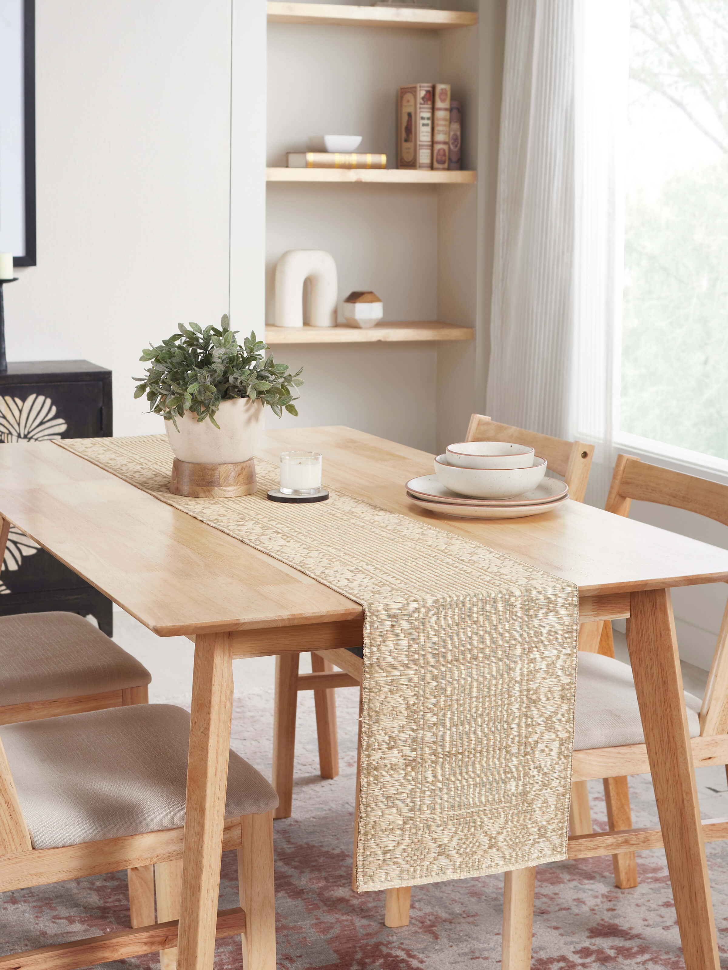 Top-down shot highlighting the intricate patterns and natural texture of the Madurkathi fibres