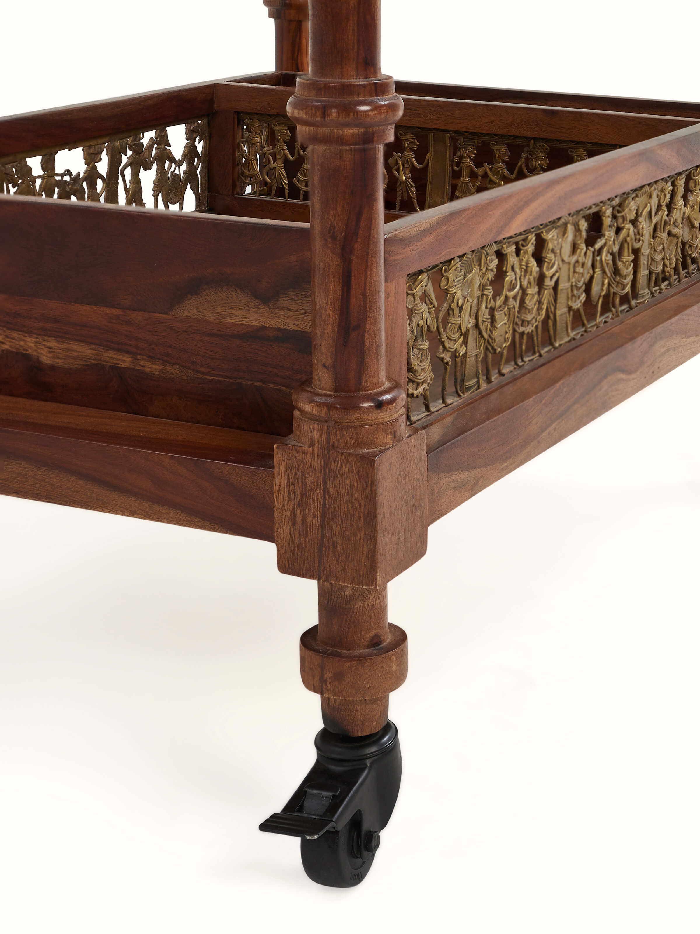 Sheesham Wood & Brass Bar Trolley