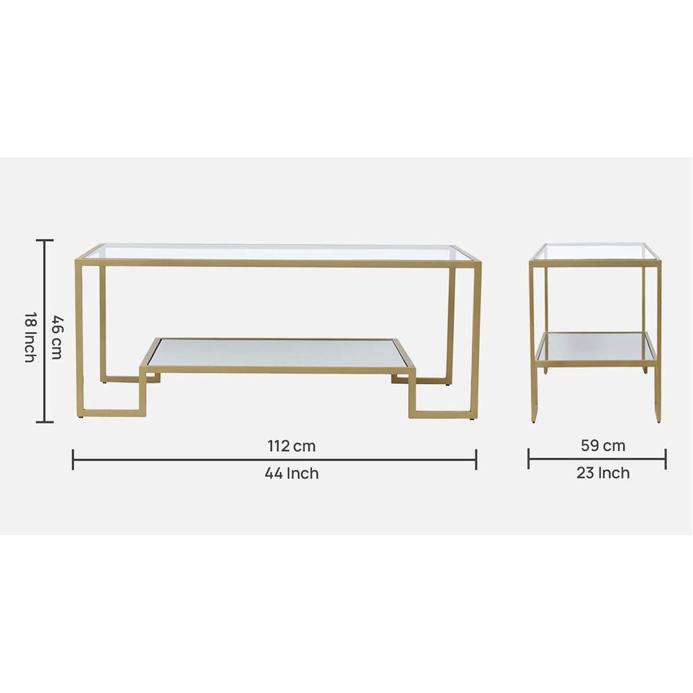 Bridgeview Glass Coffee Table In Gold Finish
