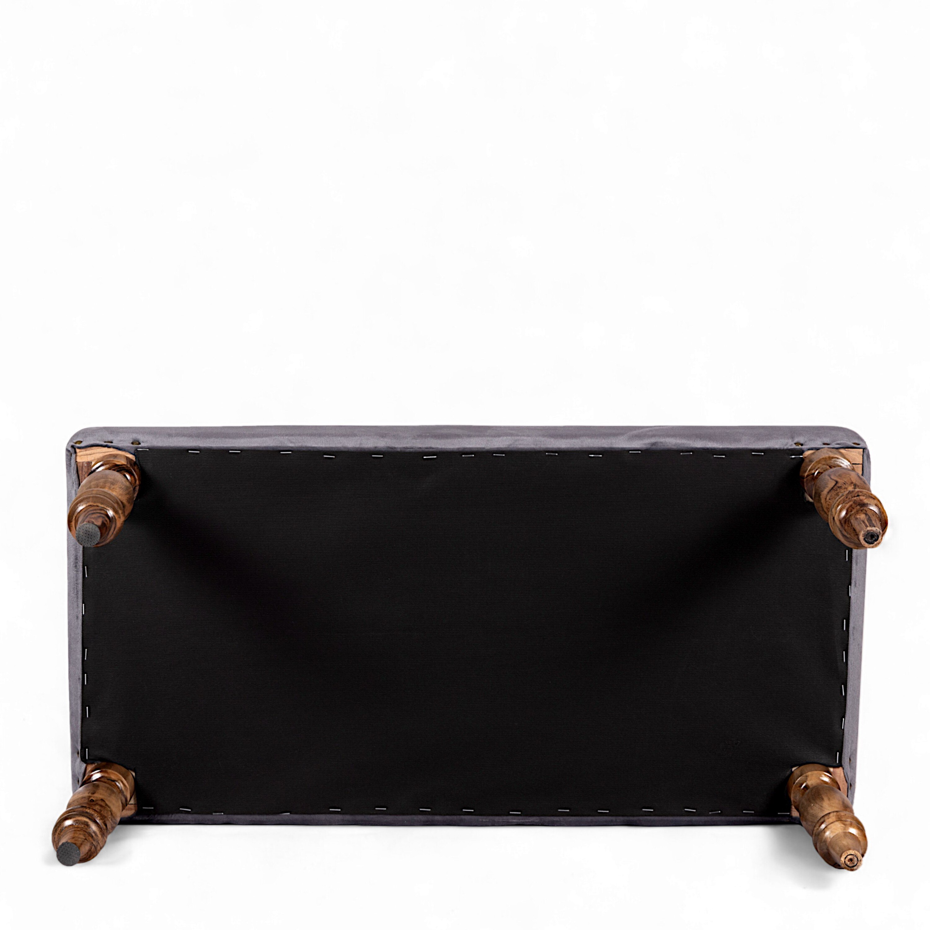 Bestone Sheesham Wood Accent 2 Seater Bench In Iron Grey Velvet