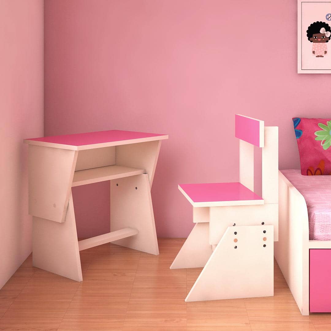 Utopia Extendable Toddler Study Desk and Chair Set in Barbie Pink Colour