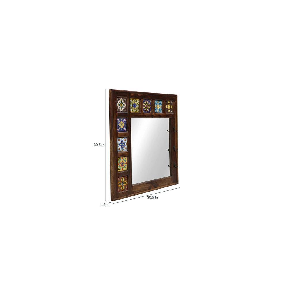 Siramika Sheesham Wood Square Wall Mirror