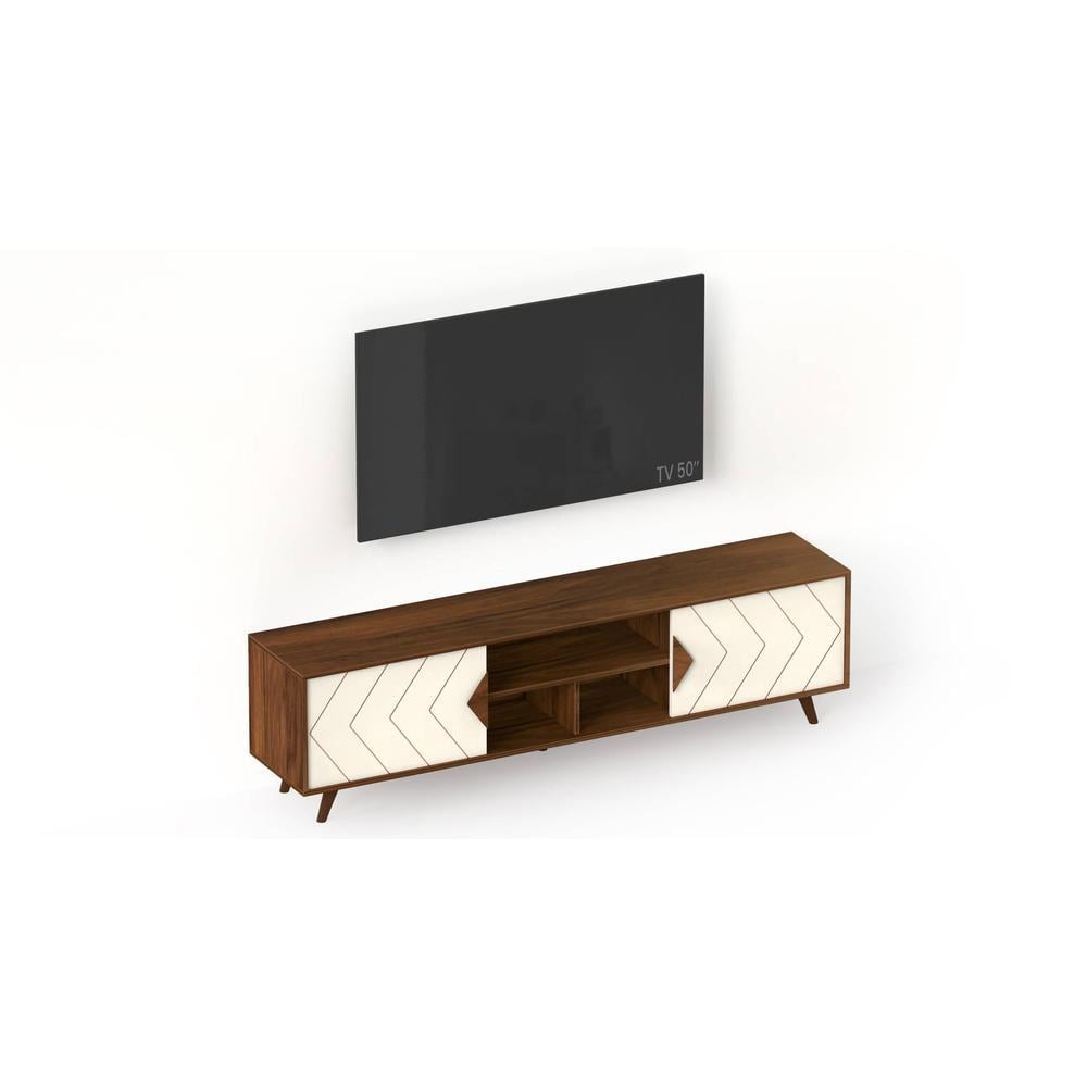 Wilbrome Engineering Wood Floor Standing TV Entertainment Unit Set Top Box Stand/TV Cabinet with Shelves for Books & Décor Display Unit, Upto 75 Inches (Brown Maple & White)
