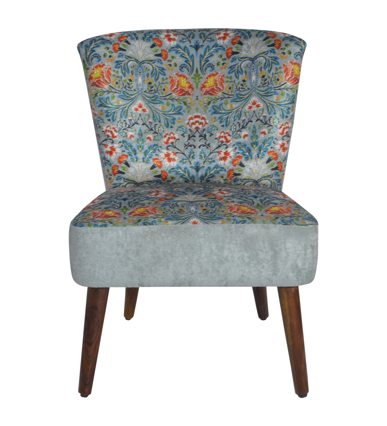 Rowan Accent Chair in Silver and Red Floral Pattern