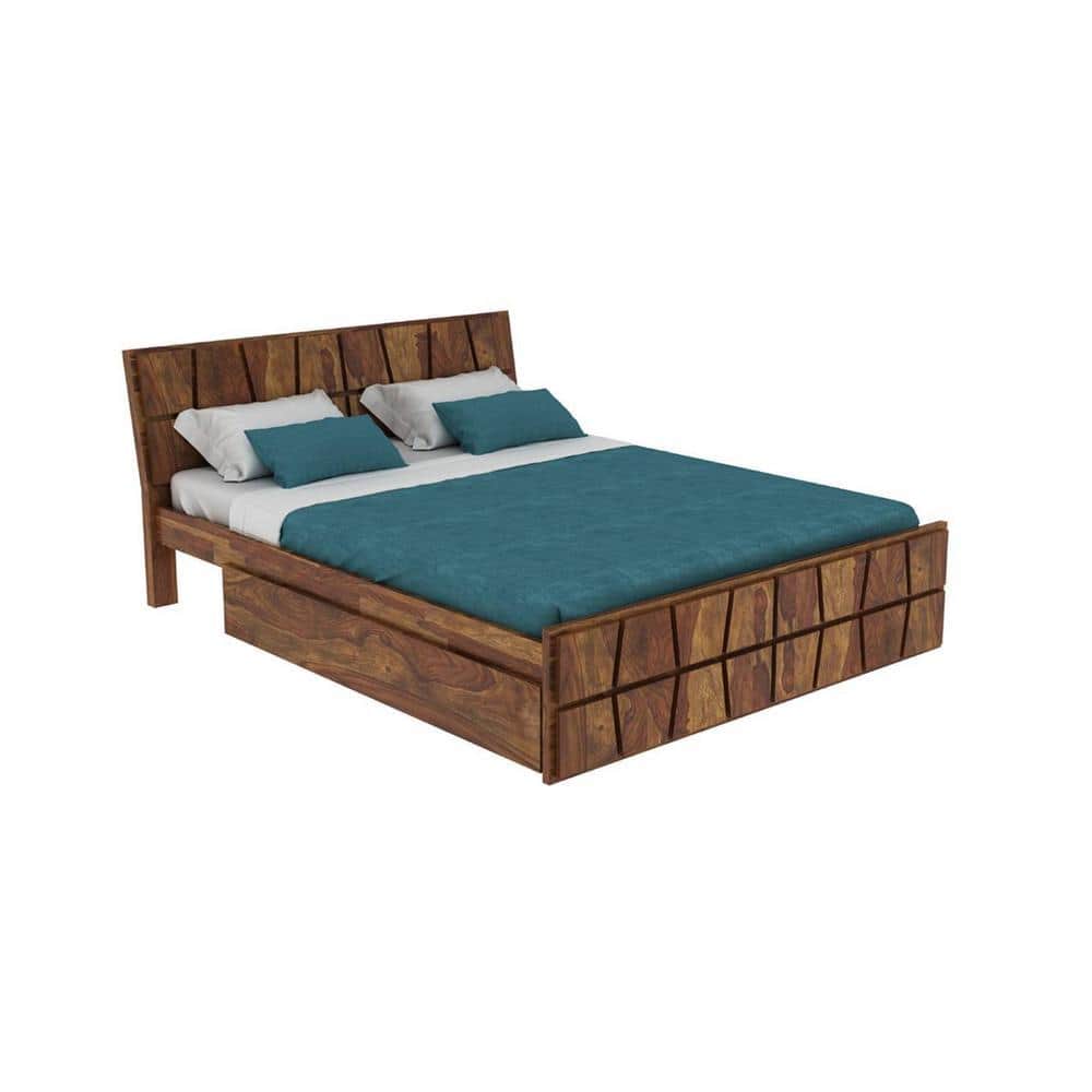 Hainan Platform Storage Queen Bed In Brown Finish