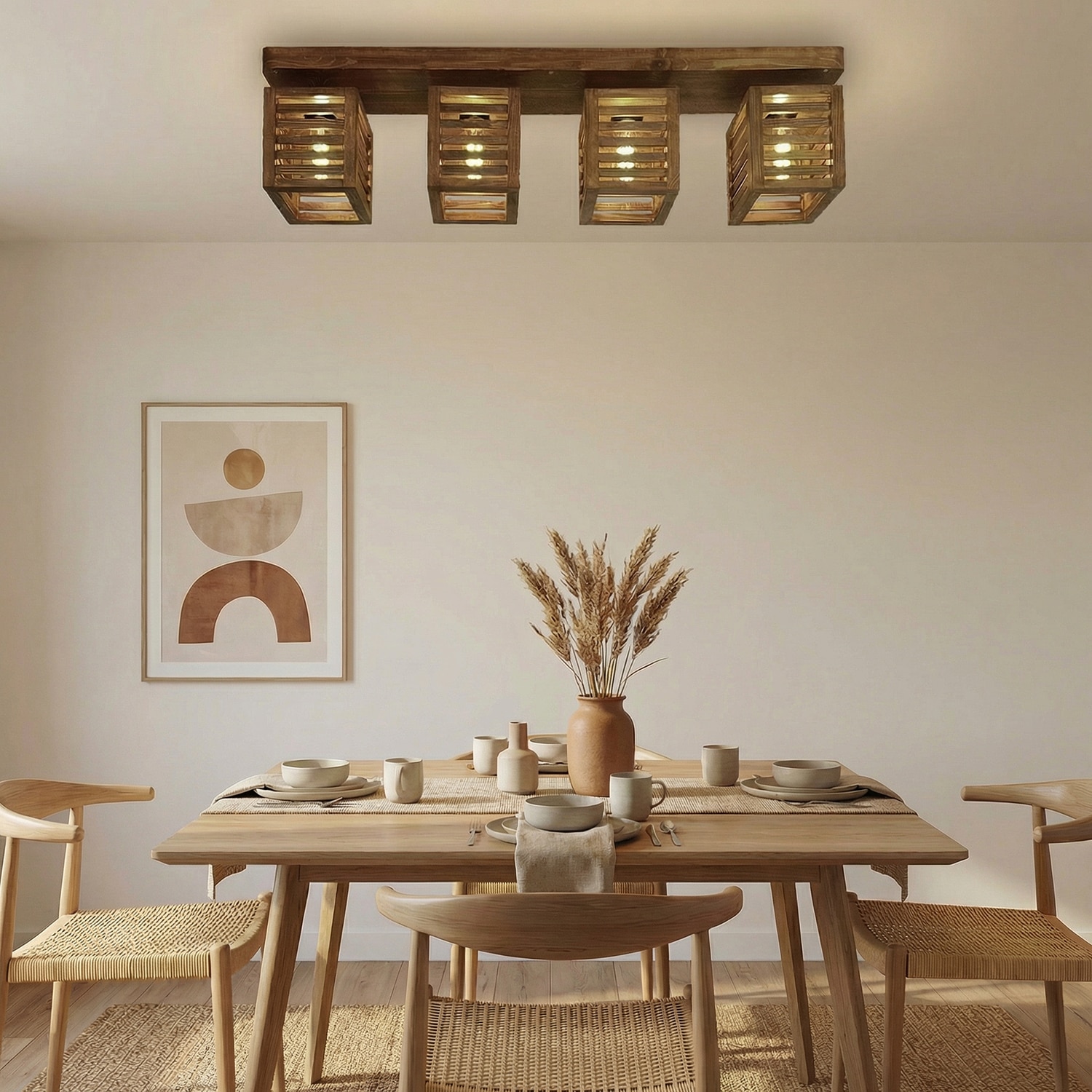 Lyon Brown Solid Wood Ceiling Light