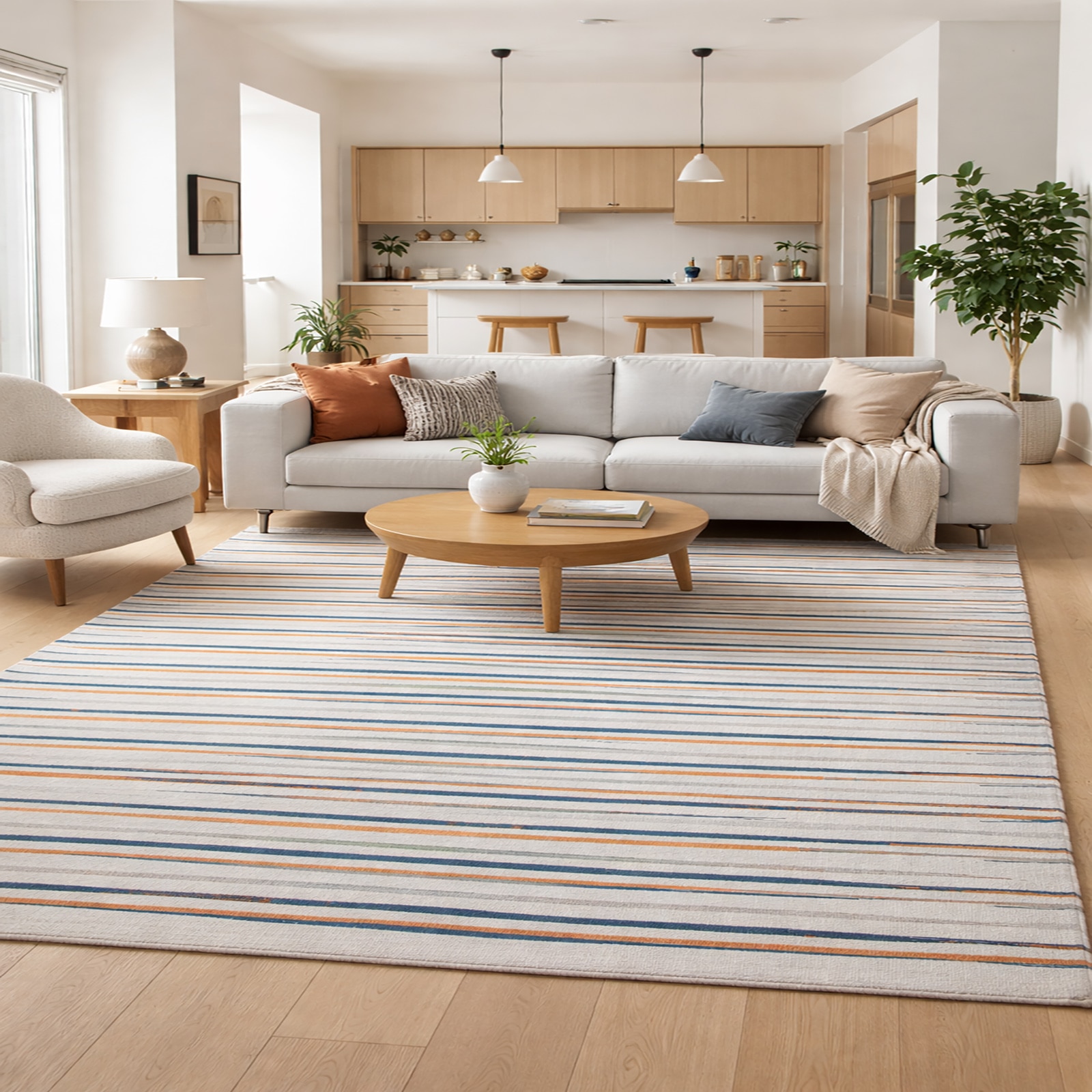 Shiga02 Wool Rectangle Carpets Durry  in Lt.Blue Colour - The Woven Legacy