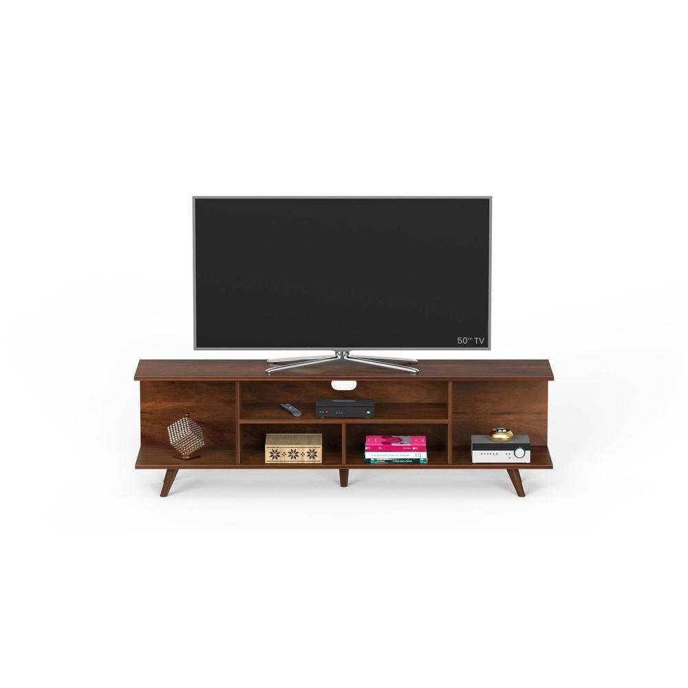 Anatdol Engineering Wood Floor Standing TV Entertainment Unit Set Top Box Stand/TV Cabinet with Shelves for Books & Décor Display Unit, Upto 50 Inches (Brown Maple)