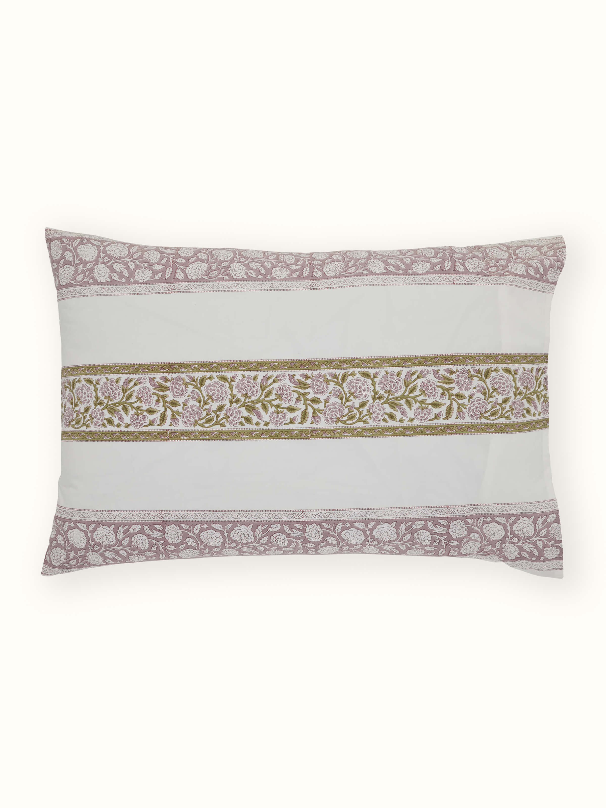 Saha Lavender Buta Cotton Sanganeri Hand Block Print Pillow Cases (2 Pcs)