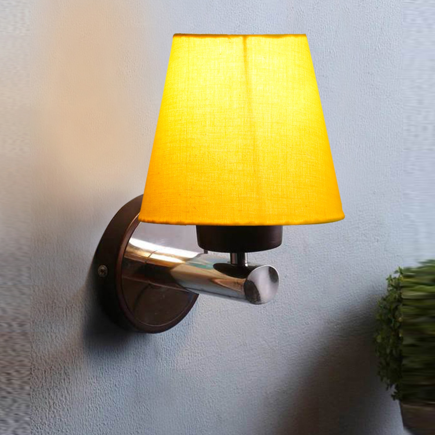 Devansh Metal Electric Wall Light in Yellow Colour with Yellow Shade Count of 1 Light - Devansh