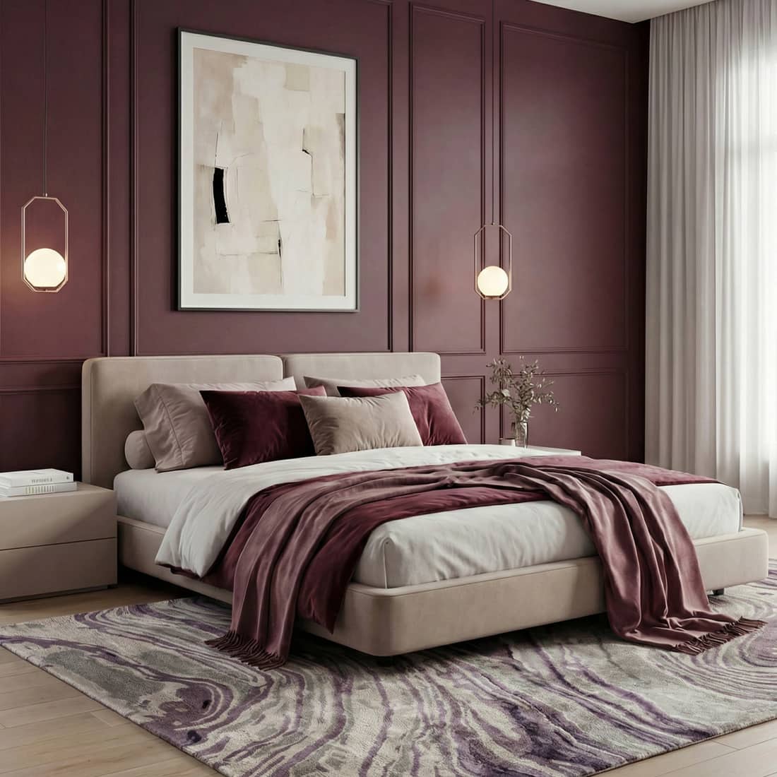 Jaipur Rugs Marble Viscose 5'6x8 Feet Ashwood And Mauve Hand Tufted Rug Carpet For Living Room