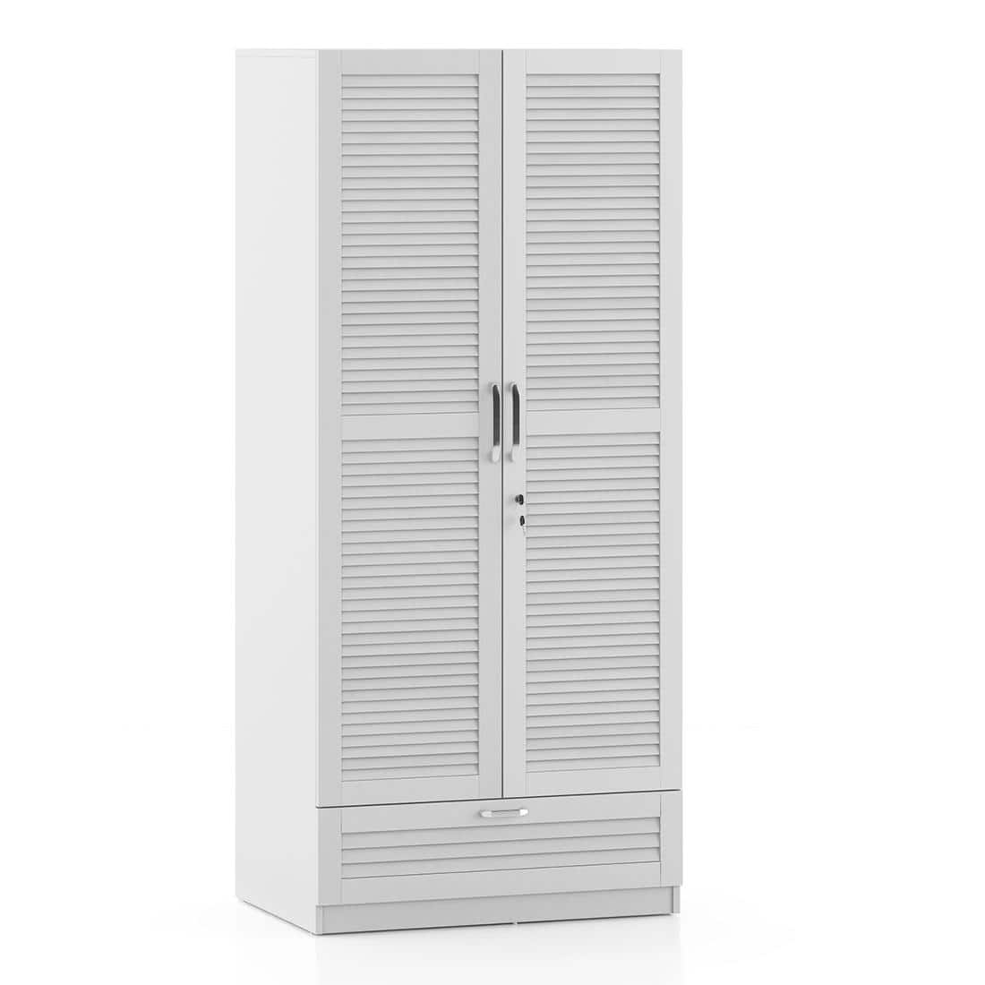 Bennis Engineered Wood 2 Door Wardrobe Without Mirror in White Finish