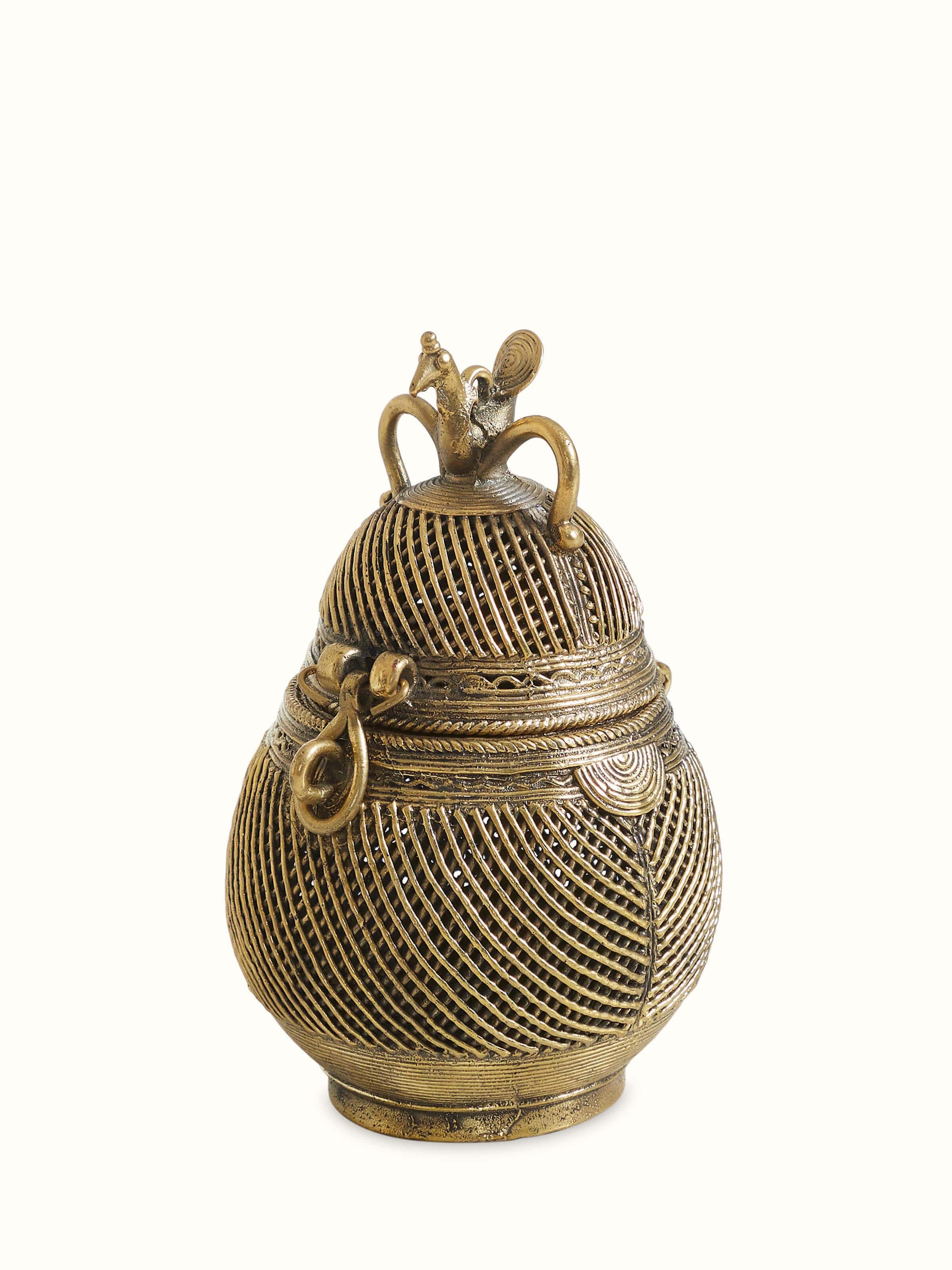 Dhokra Brass Coconut Shape Box