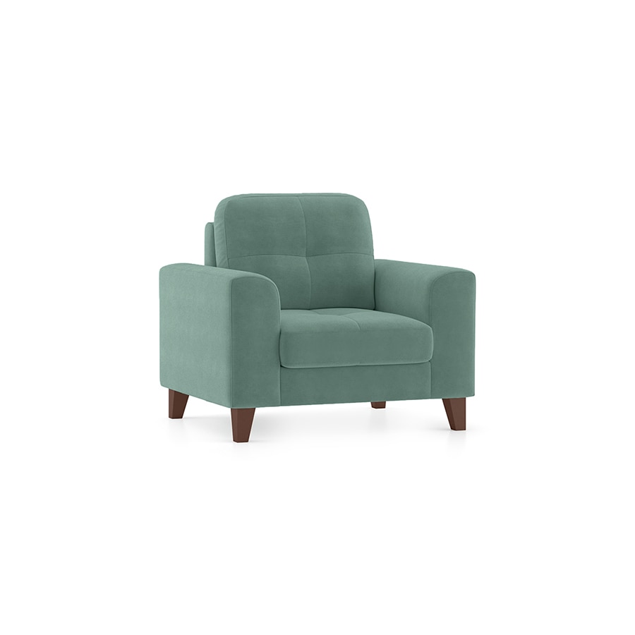 Verona Luxe 1 Seater Fabric Sofa in Dusty Turquoise Velvet Colour