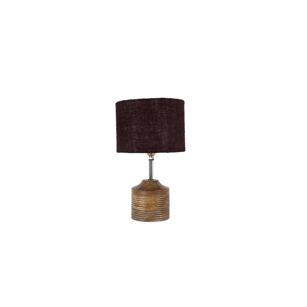 Gertrude Brown Natural Fiber Shade Table Lamp with Natural Wooden Base