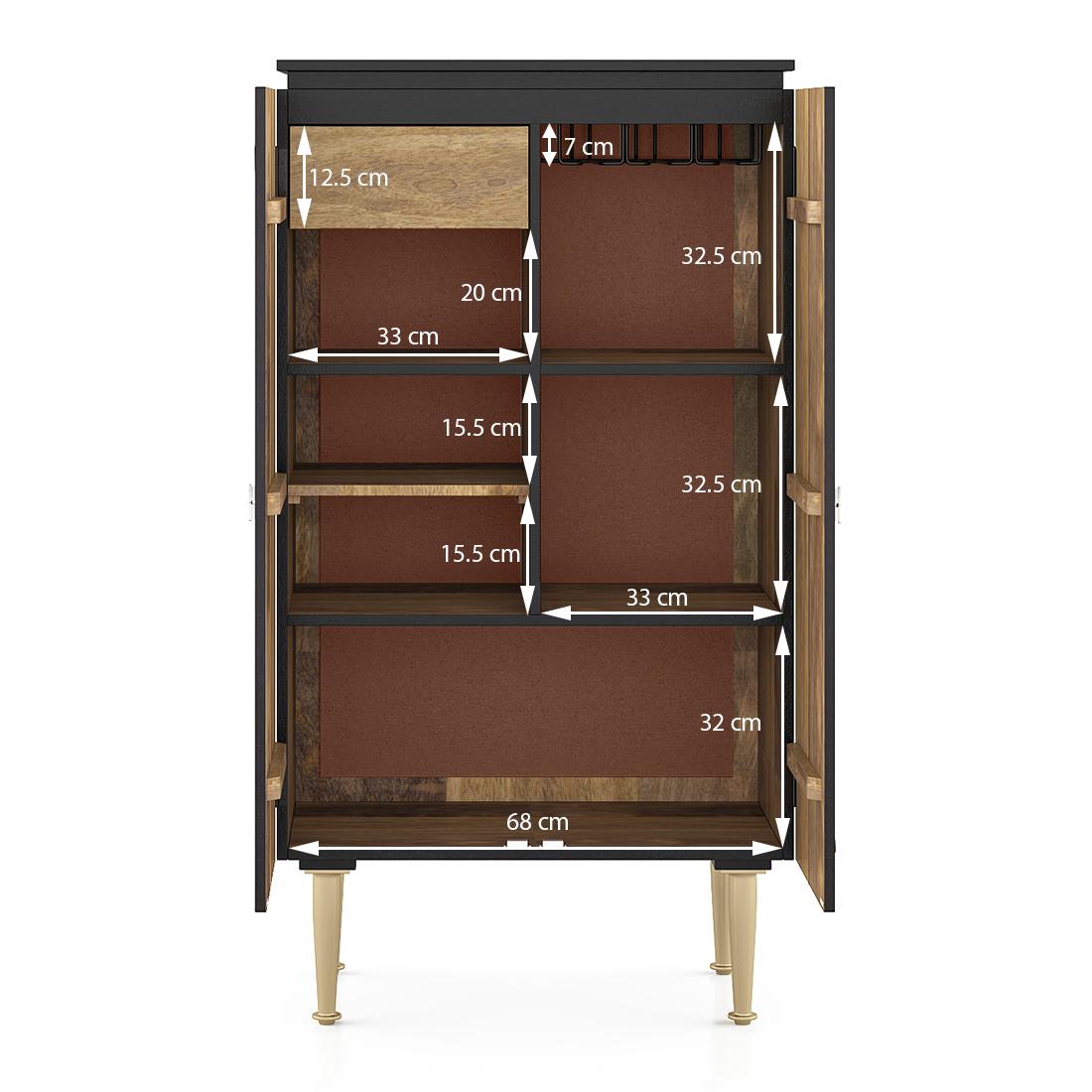 Dante Solid Wood Bar Cabinet in Black Finish