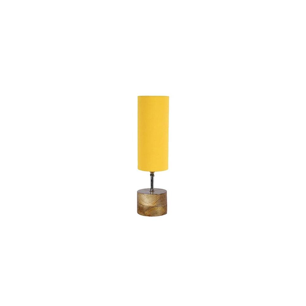 Teagan Yellow cotton & solid wood table lamp