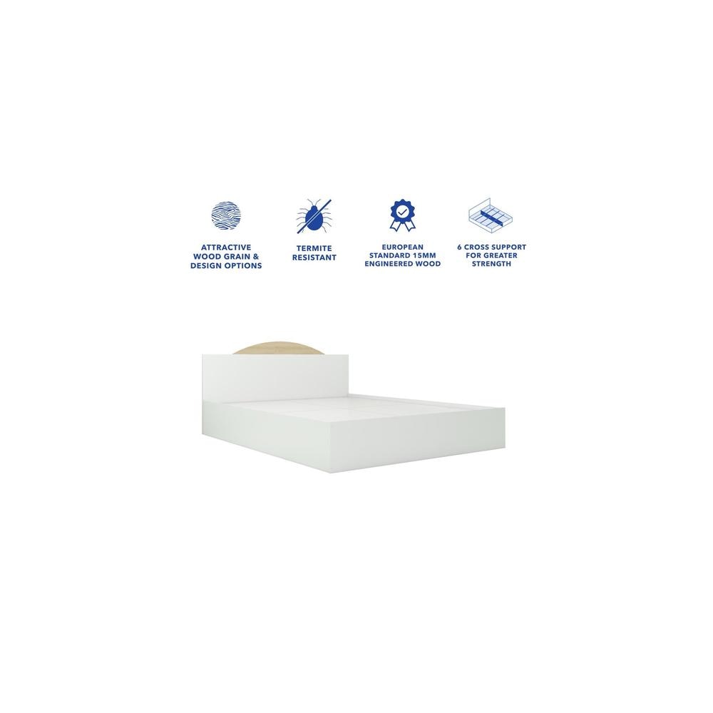 Arisa Engineered Wood King Size Bed In White Finish