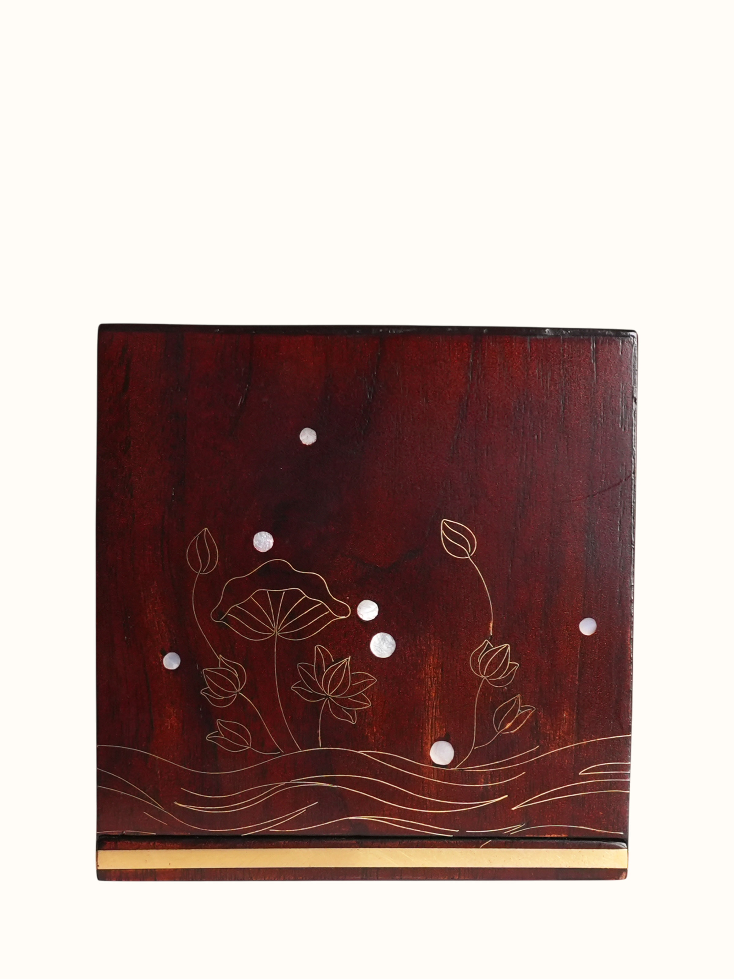 Kamal Tarkashi Teak Wood Square Tissue Box