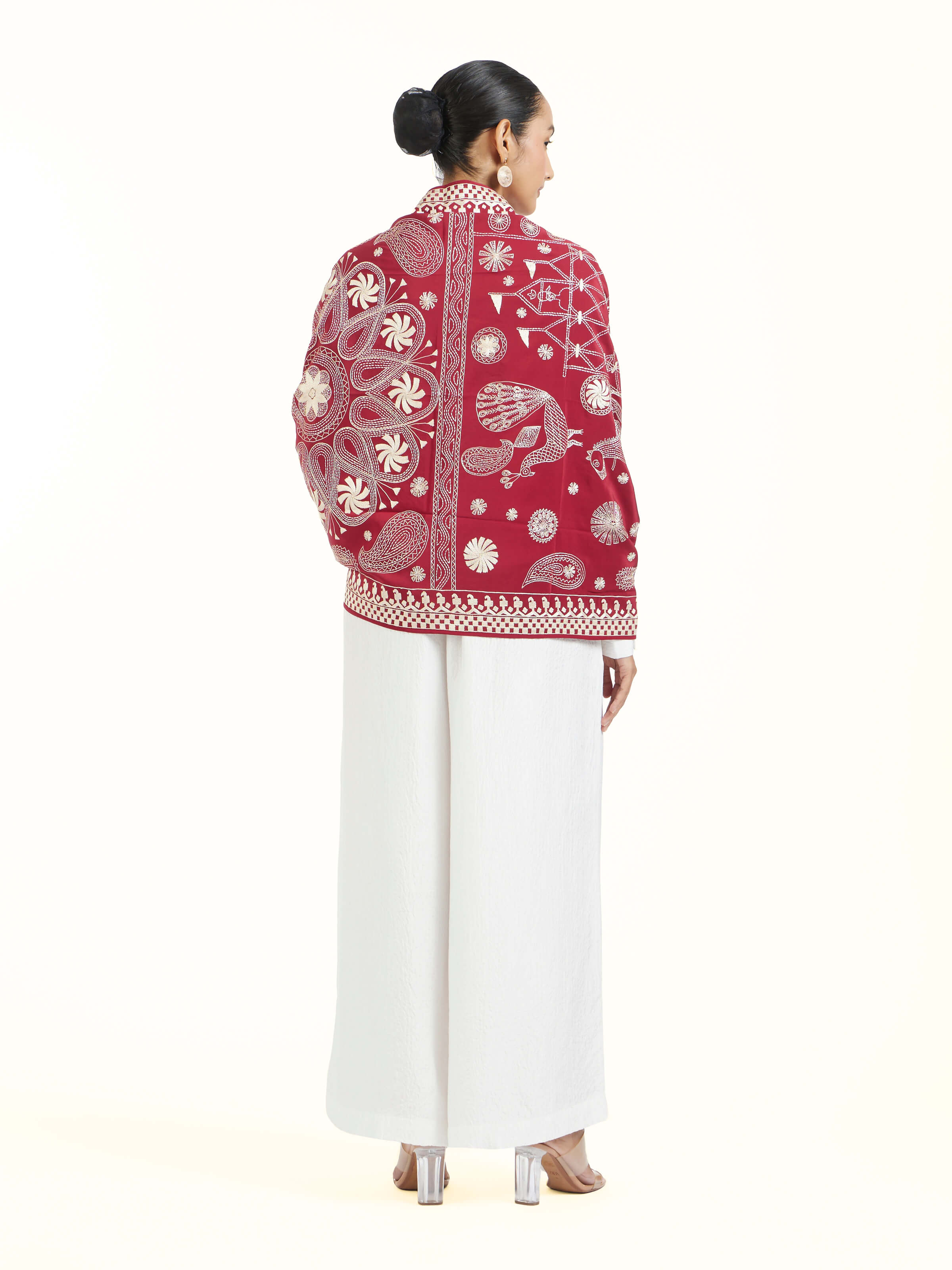 Crimson Aari Hand Embroidered Stole
