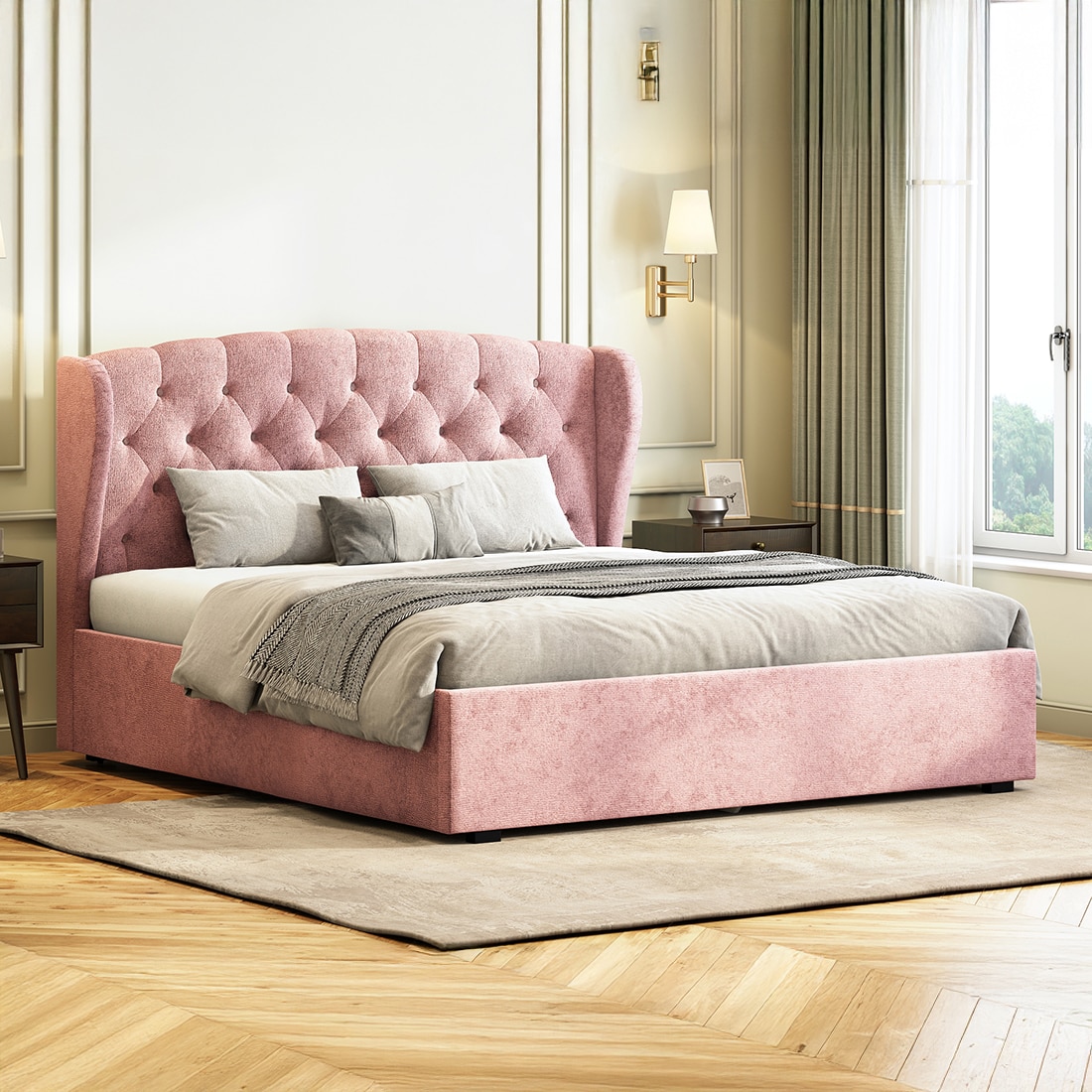 urban ladder Holmebrook Upholstered Storage Bed In Hydraulic (Bed Size : King, Colour : Desert Rose)-picture-16