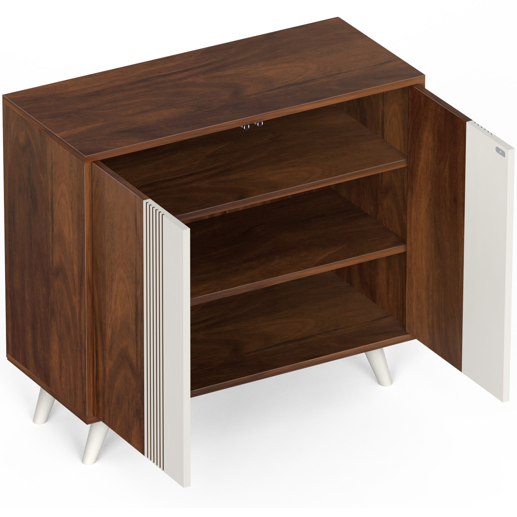 Cylvie Engineered Wood Dual Tone 2 Doors Shoe Rack Cabinet Slipper Footwear Stand Organizer with Handleless/Push to Open Design Up to 12 Pairs for Home (Brown Maple & White)