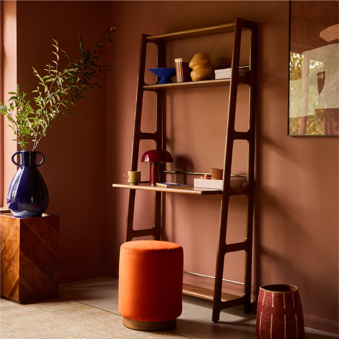 Noah Mid Century Solid Wood Bookshelf in Brown Colour - Orange Tree