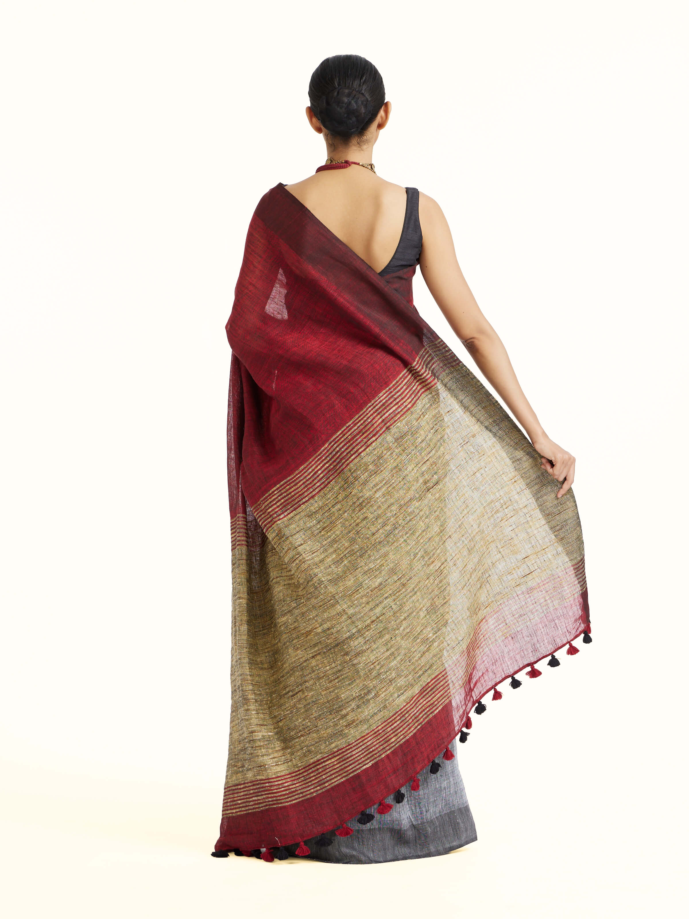 Grey Linen Saree