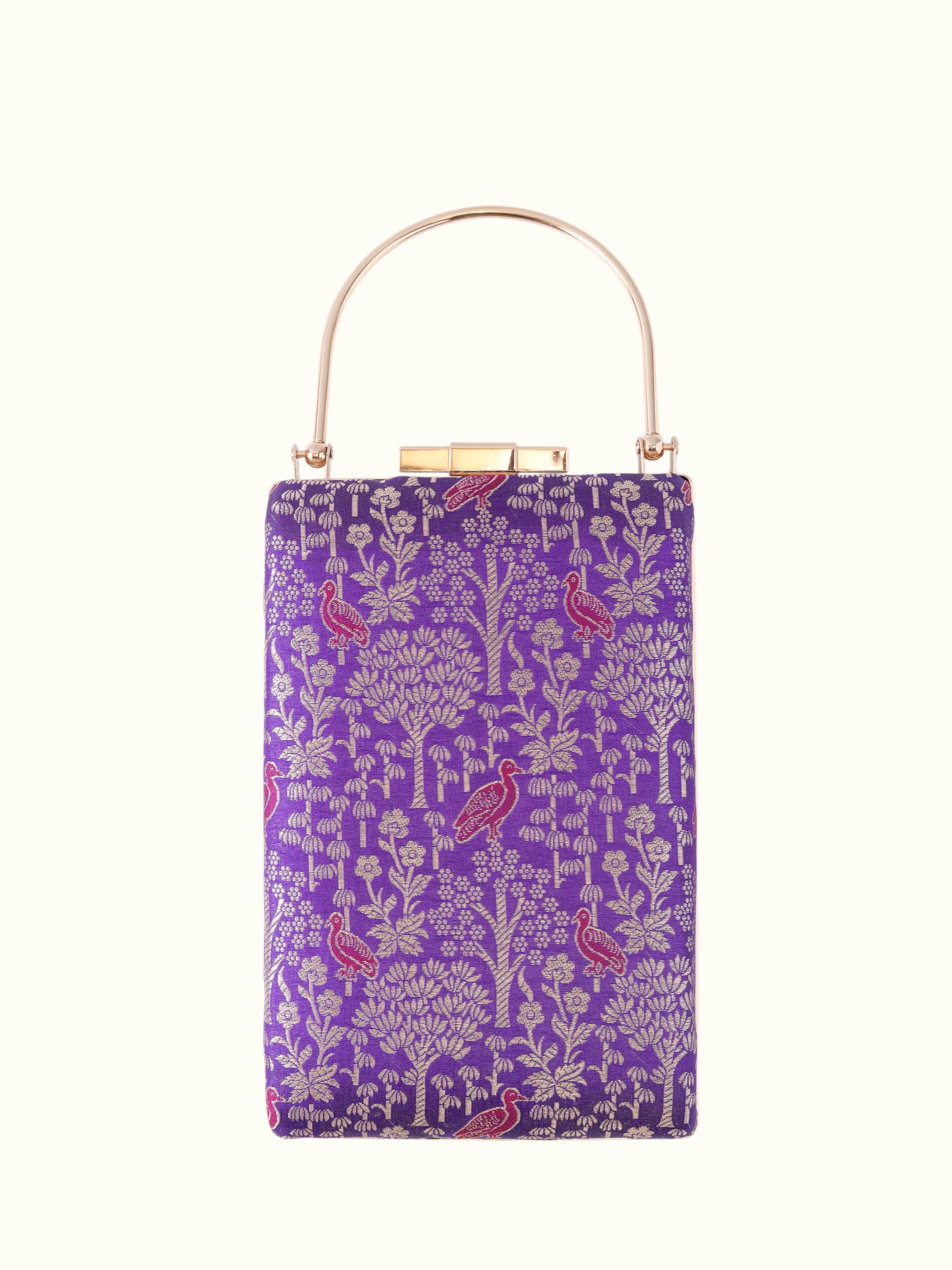Purple Banarasi Silk Handbag