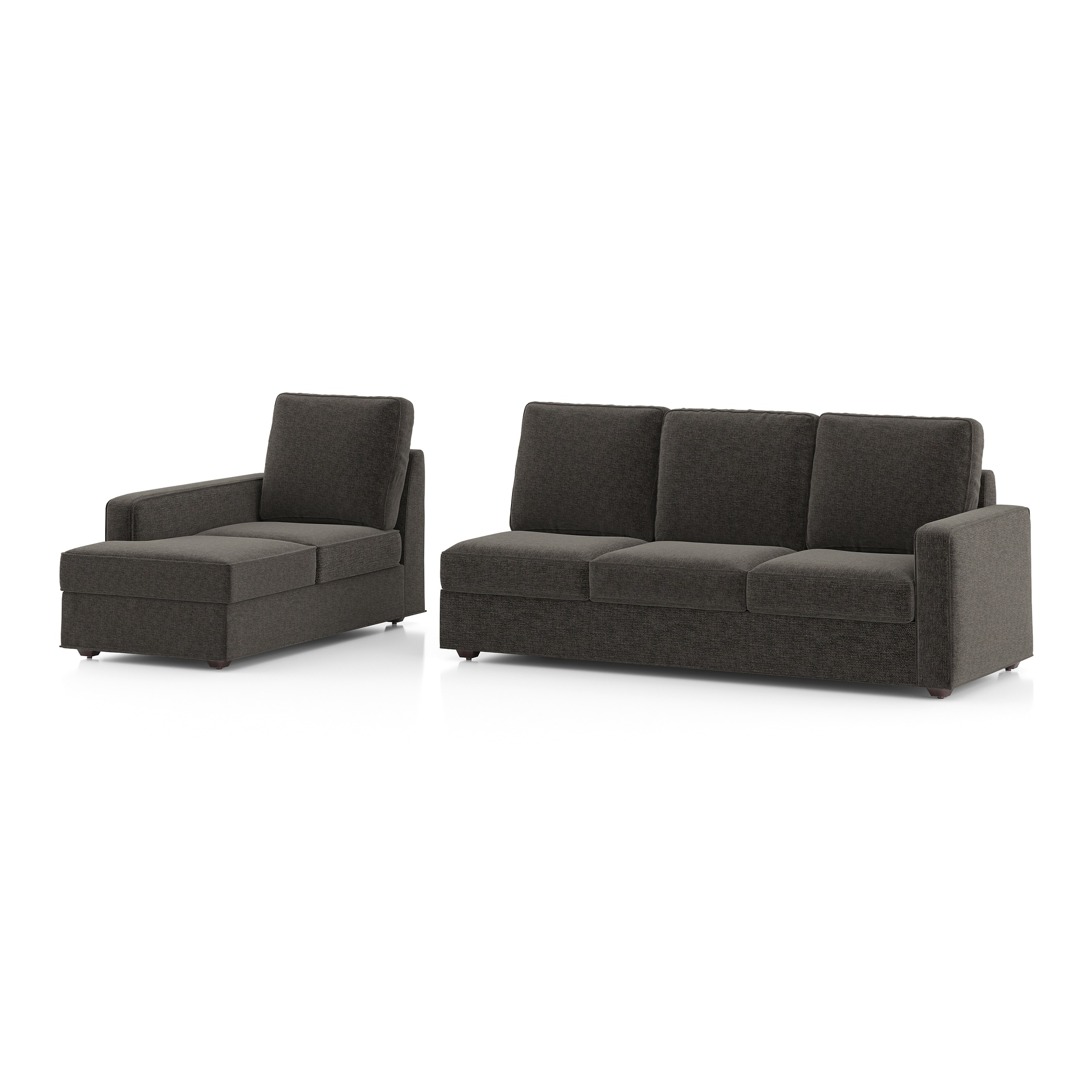 Apollo Sofa (Colour : Smoke, Cushion : Hard, Back Type : High Back, Seating Capacity : Left Aligned 3 Seater + Left Aligned Chaise + Ottoman)