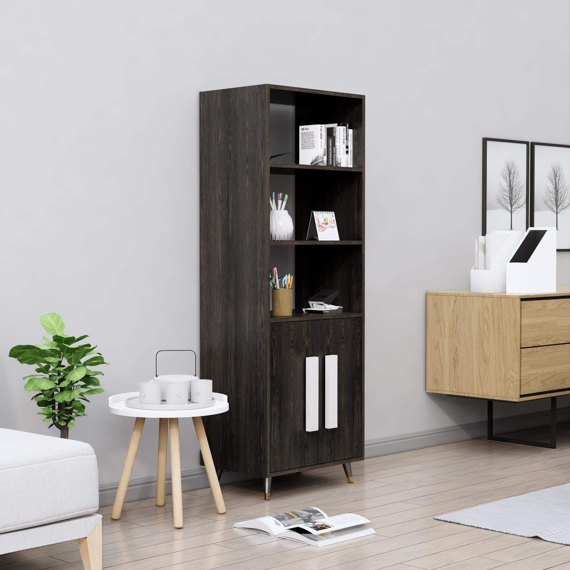 Hexa Engineered Wood Bookshelf Multipurpose Storage Rack in Flower Wenge Colour - HexaRed