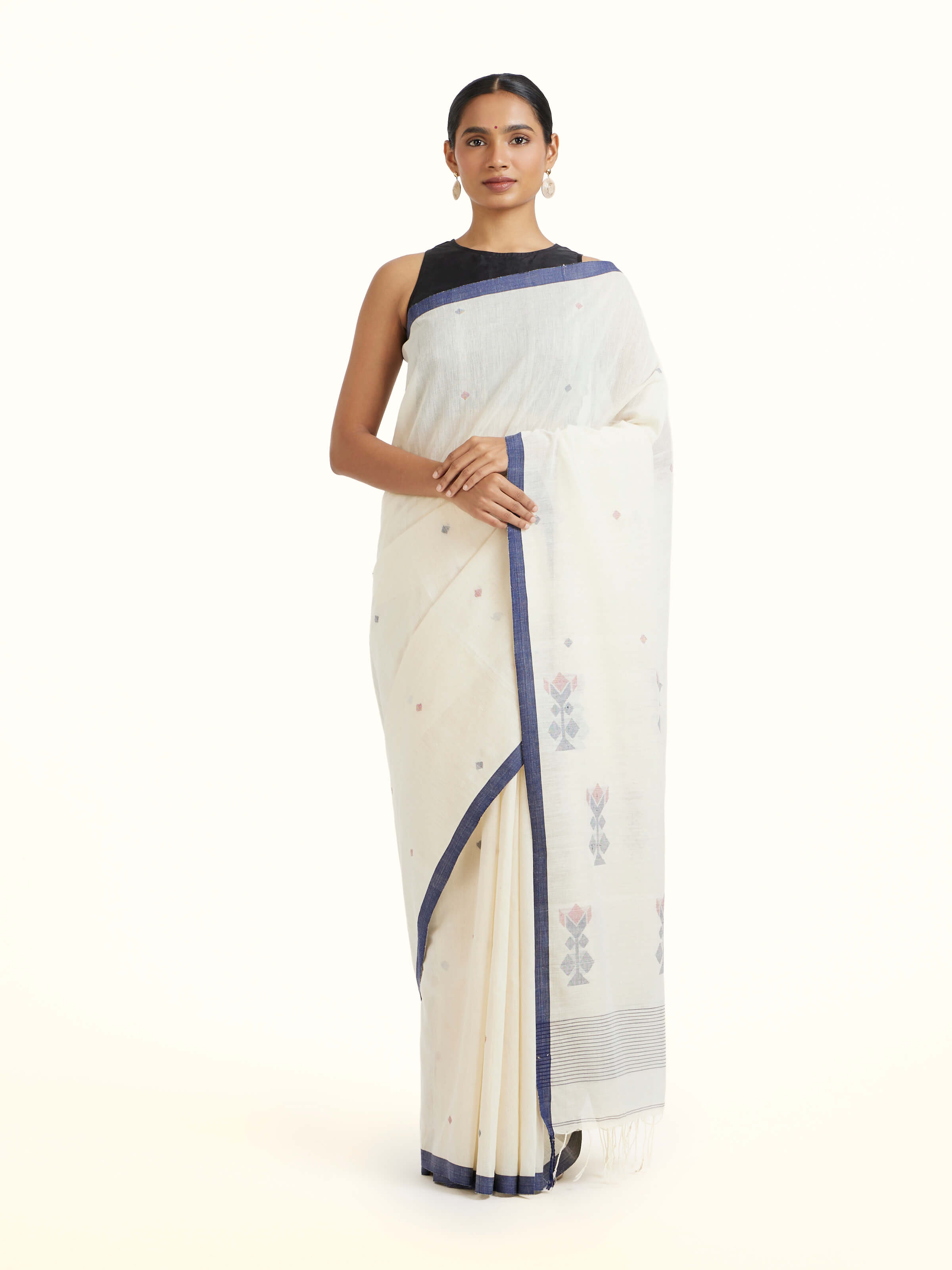 Blue Cotton Bengal Saree