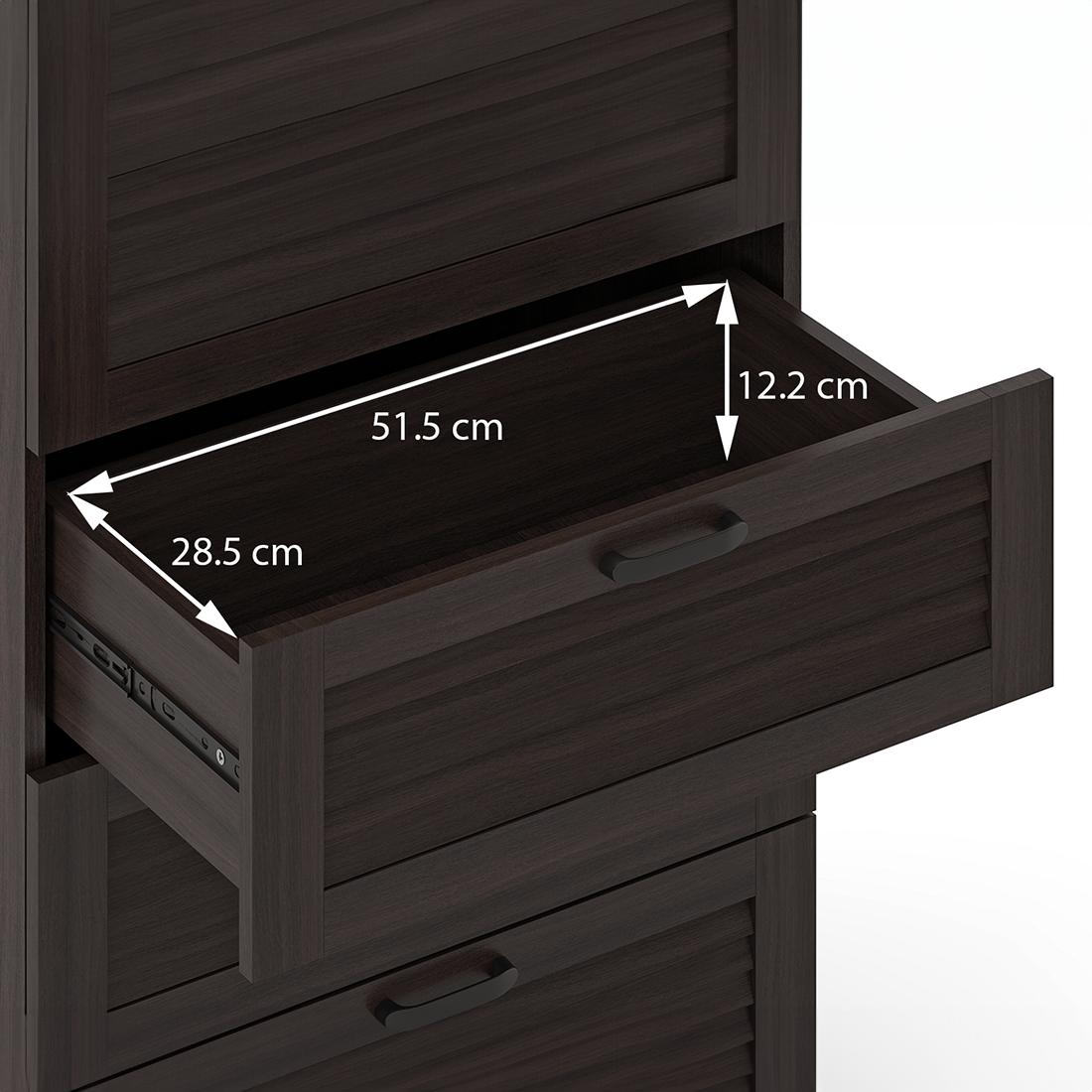 Bennis Engineered Wood Chest of 5 Drawers in Dark Walnut Finish