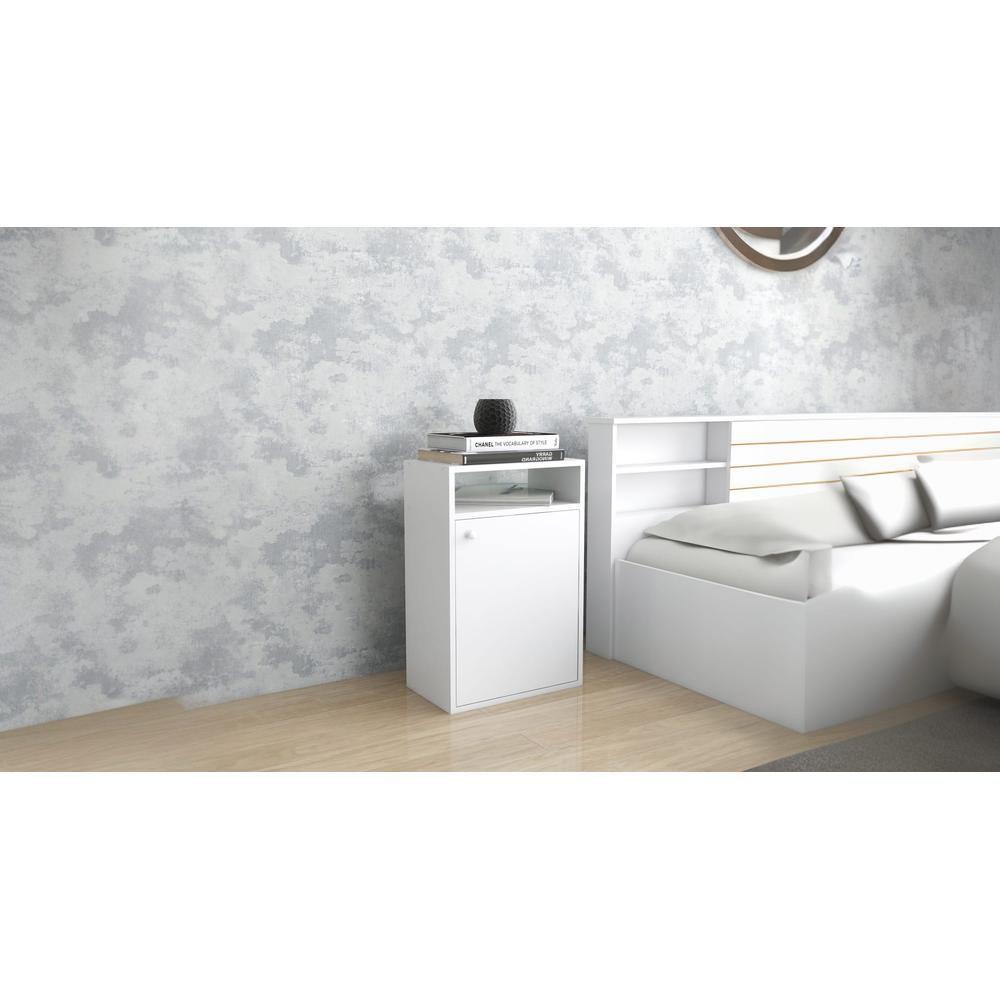 Emi Engineered Wood Bedside Table in White Finish